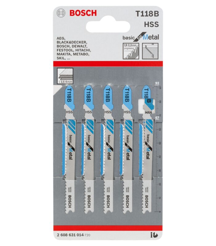 Bosch T118B Basic Jigsaw Blade for Metal 92mm (Pack of 5)