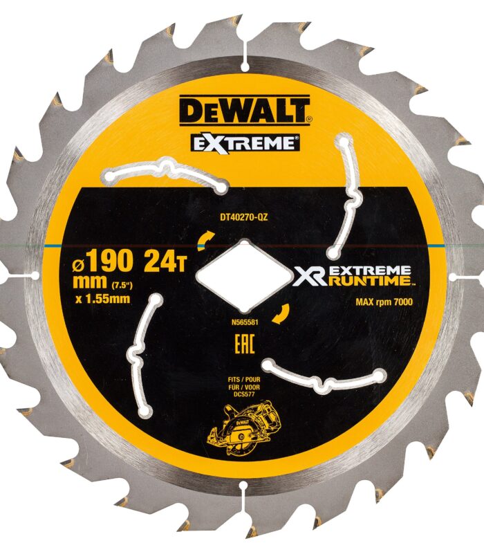 Dewalt DT40270 EXTREME RUNTIME Diamond Bore Circular Saw Blade 190mm x 24T