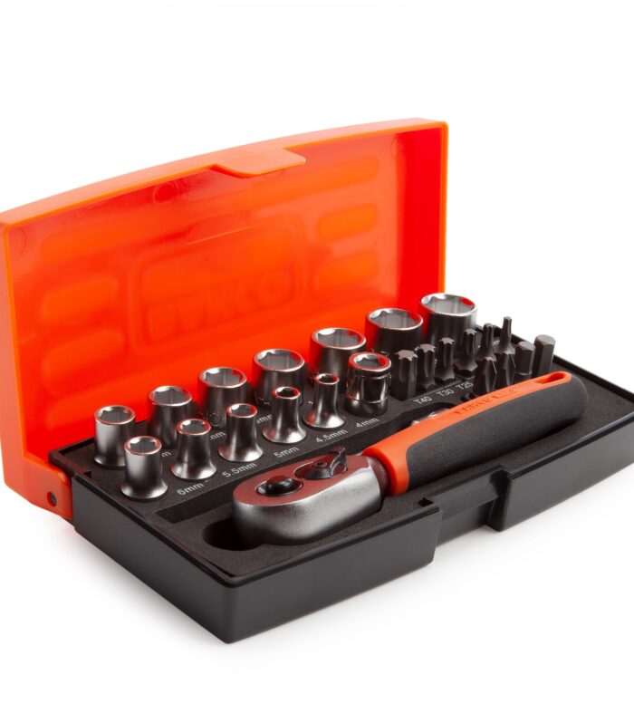 Bahco SL25 1/4" Square Drive Socket Set with Screwdriver Bits & Bit Holder (25 Piece)