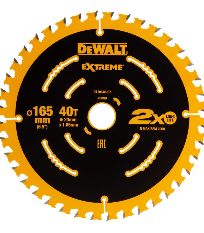Dewalt DT10640 EXTREME Second Fix Circular Saw Blade 165 x 20mm x 40T