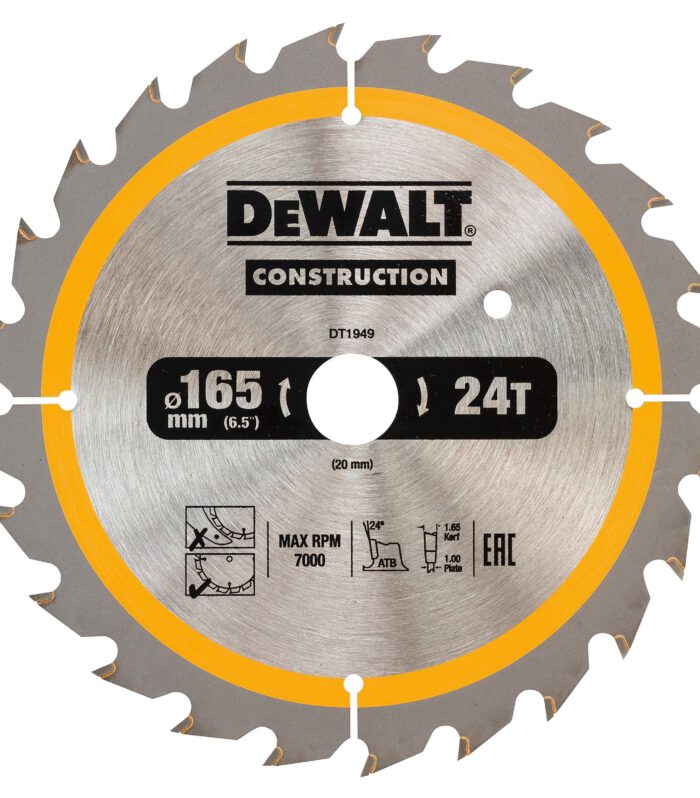 Dewalt DT1949 Construction Circular Saw Blade 165 x 20mm x 24T