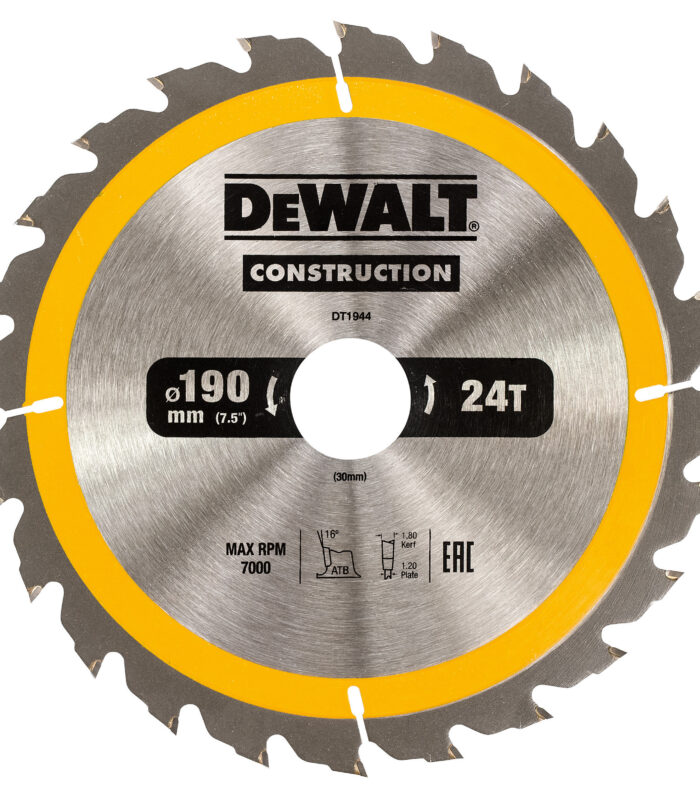 Dewalt DT1944 Construction Circular Saw Blade 190 x 30mm x 24T