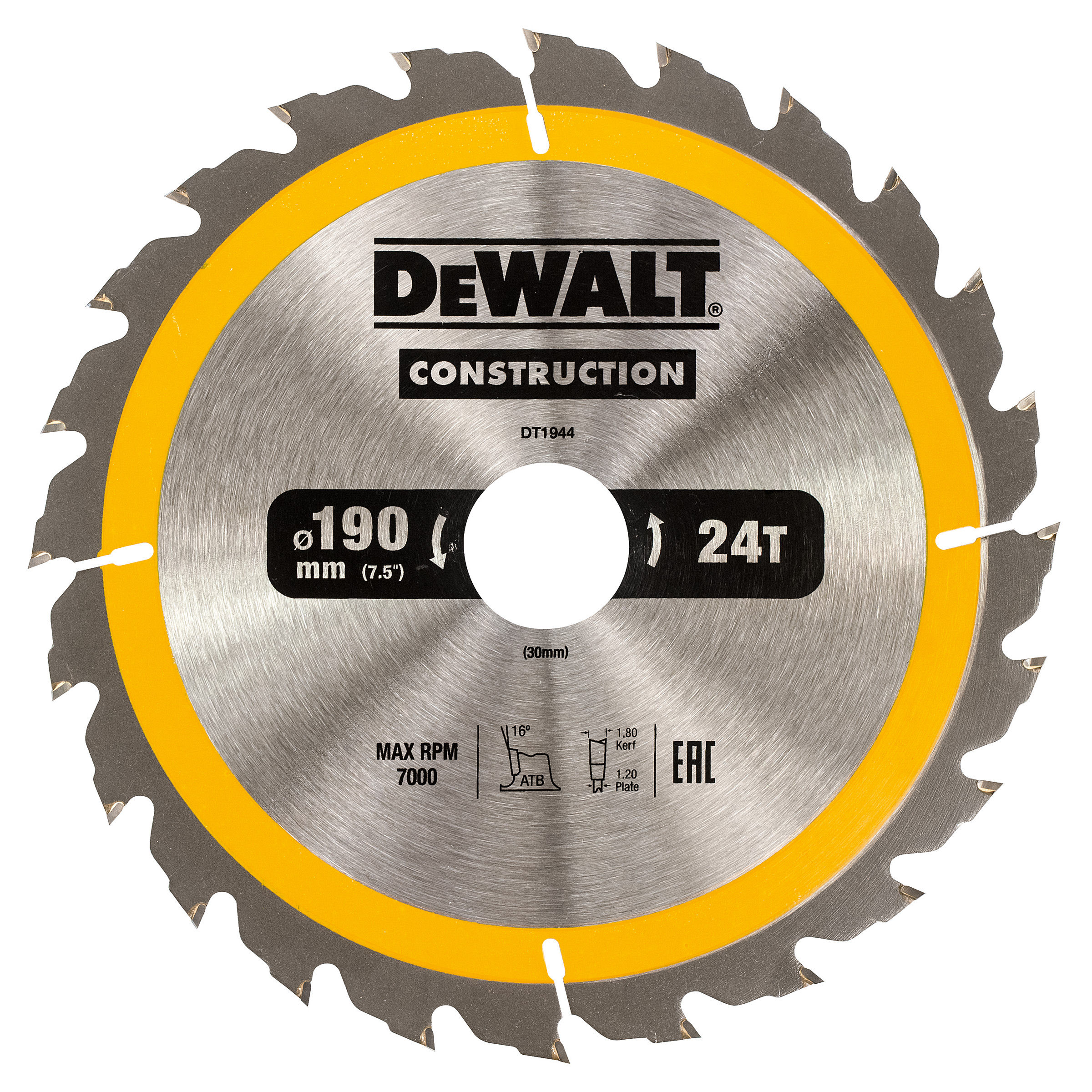 Dewalt DT1944 Construction Circular Saw Blade 190 x 30mm x 24T