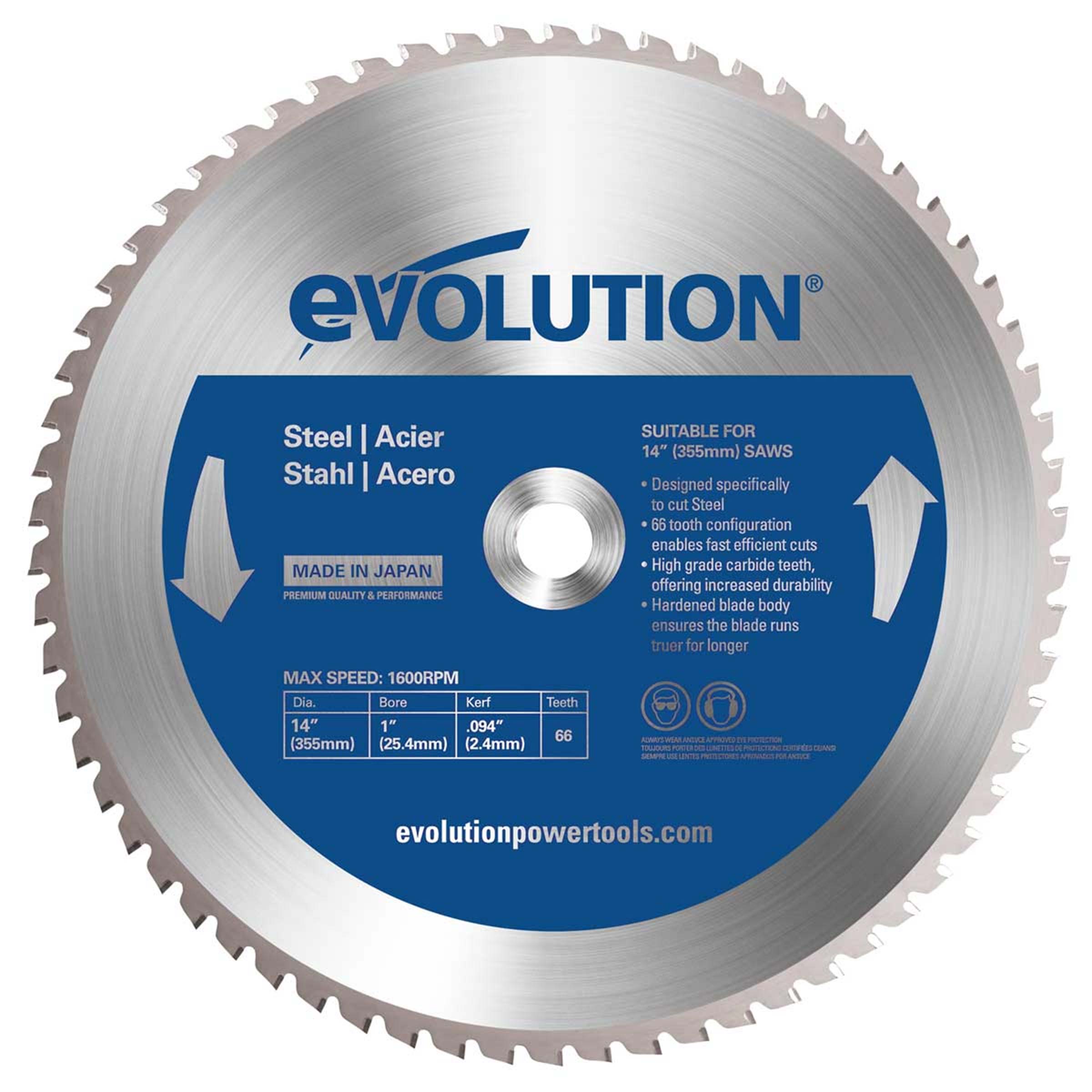 Evolution M355TCT-66CS TCT Mild Steel Cutting Chop Saw Blade 355 x 25mm x 66T