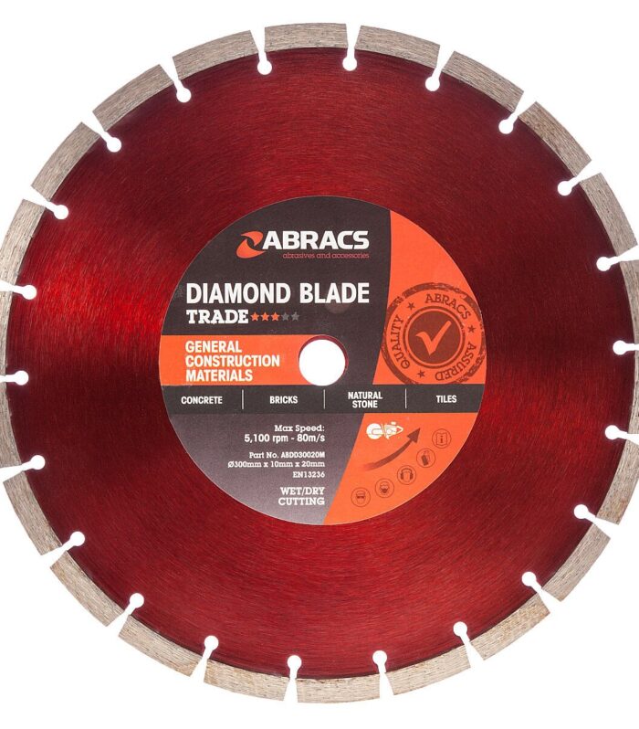Abracs ABDD30020M Trade General Purpose Diamond Blade 300 x 10 x 20mm