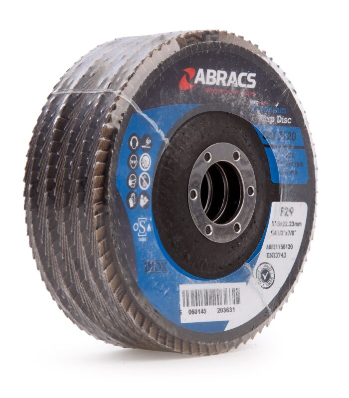 Abracs ABFZ115B0120 Pro Zirconium Flap Disc 120 Grit x 115mm (Pack of 5)