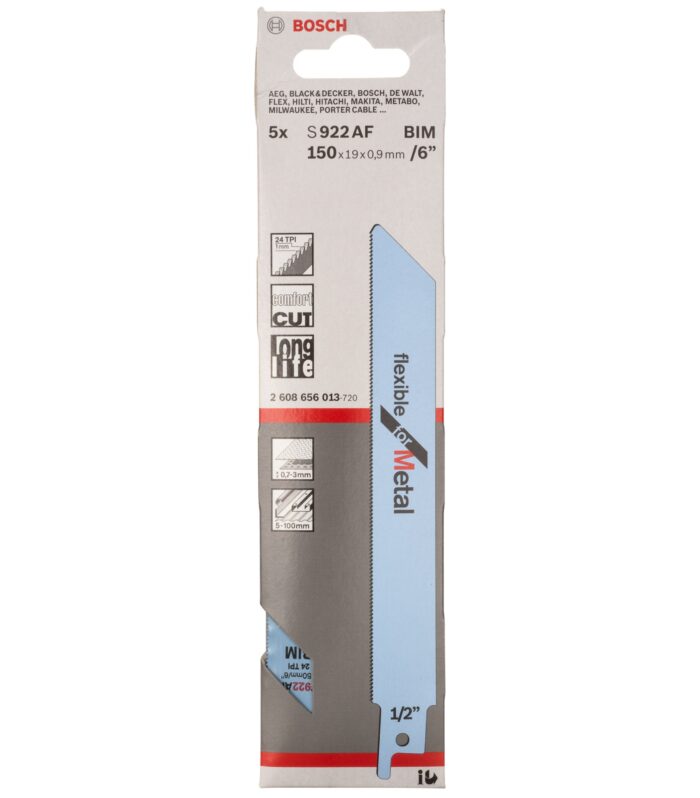 Bosch S922AF Flexible Reciprocating Saw Blade for Metal 150mm (Pack of 5)