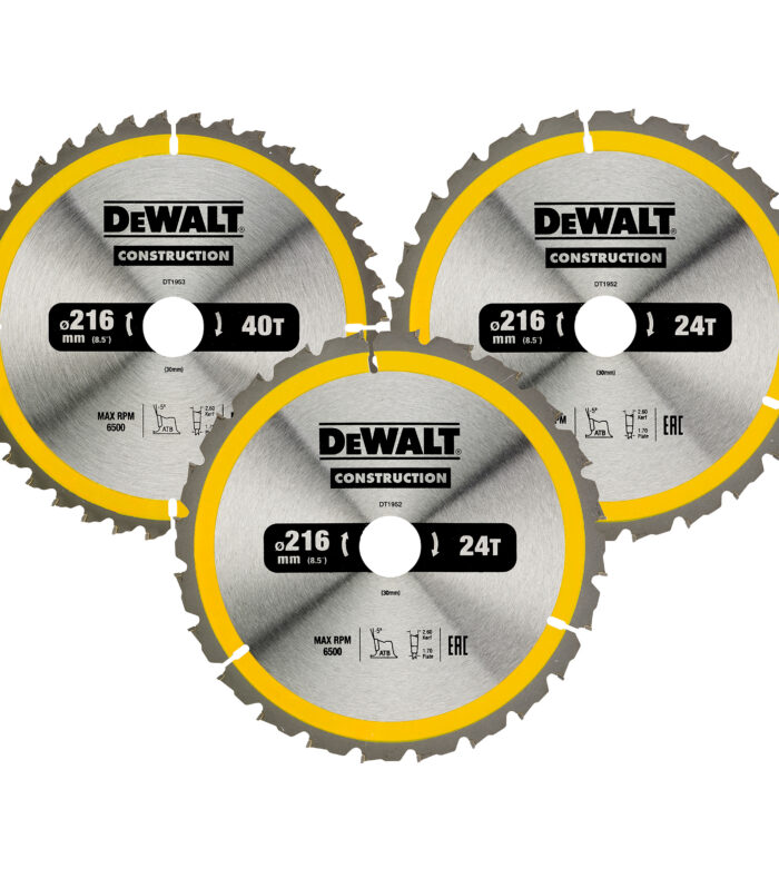 Dewalt DT1962 Construction Circular Saw Blade Set 216mm (3 Piece)