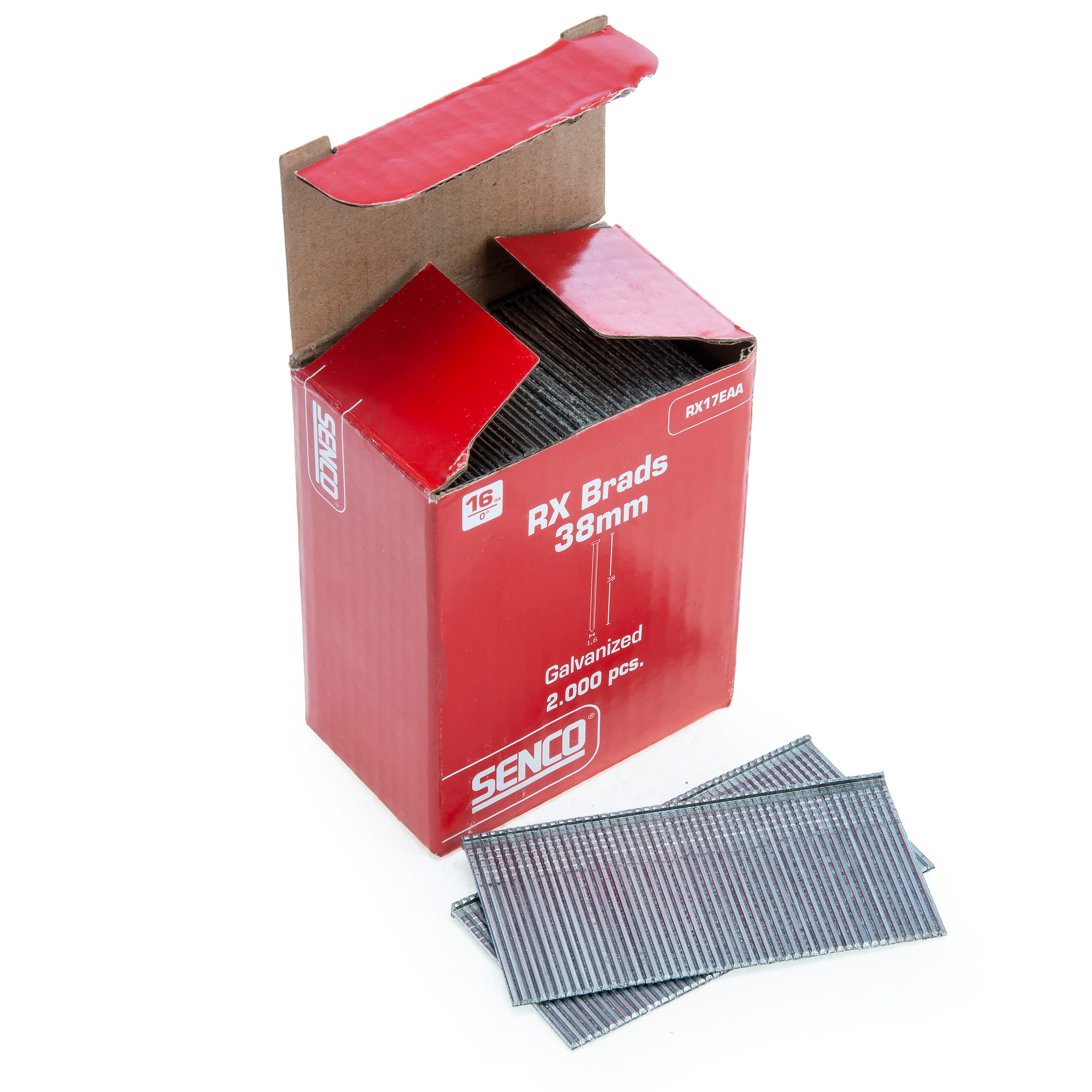 Senco RX17EAA Galvanised RX Brad Nails 16 Gauge 1.6 × 38mm (Box of 2000)