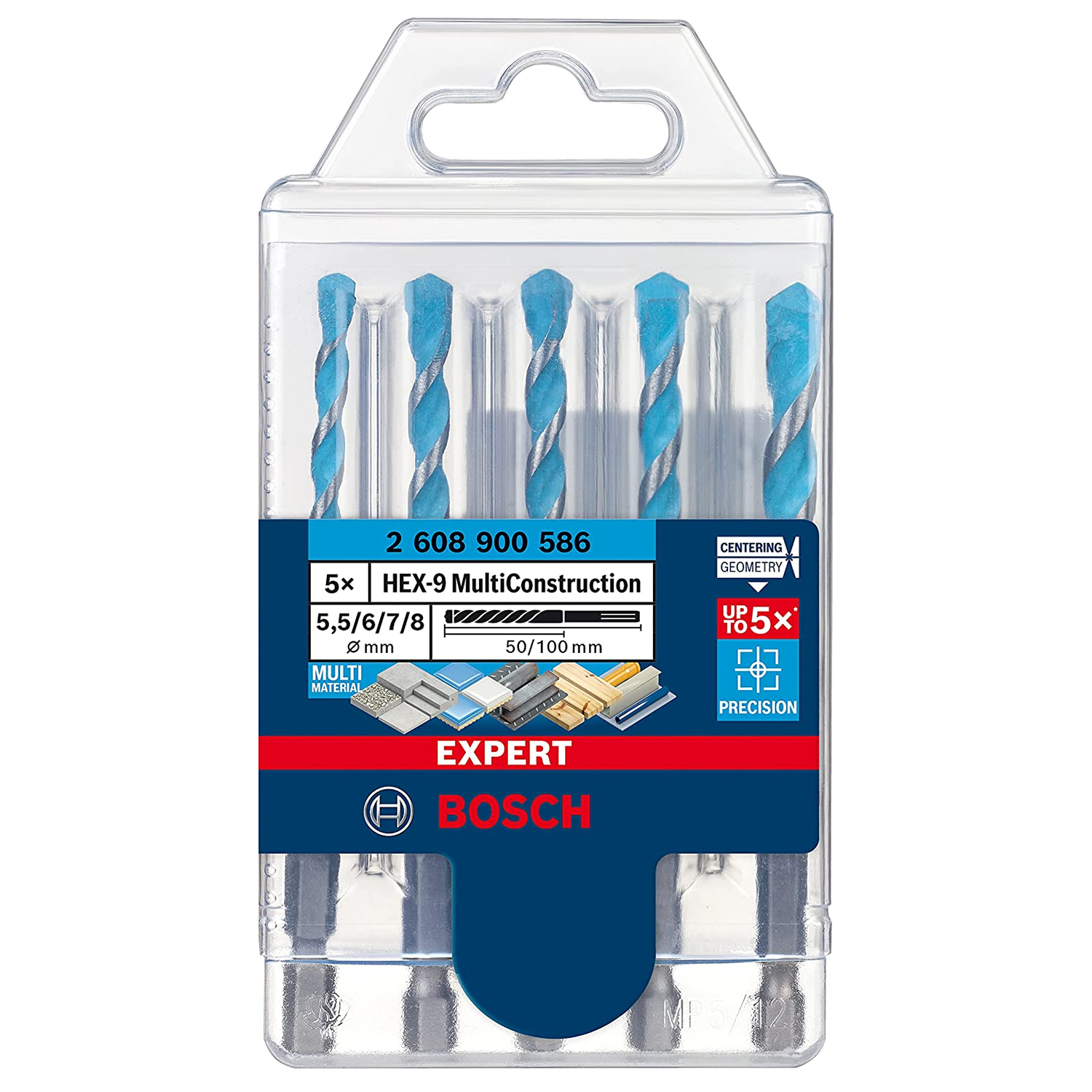 Bosch 2608900586 EXPERT HEX-9 Multi Construction Drill Bit Set (5 Piece)