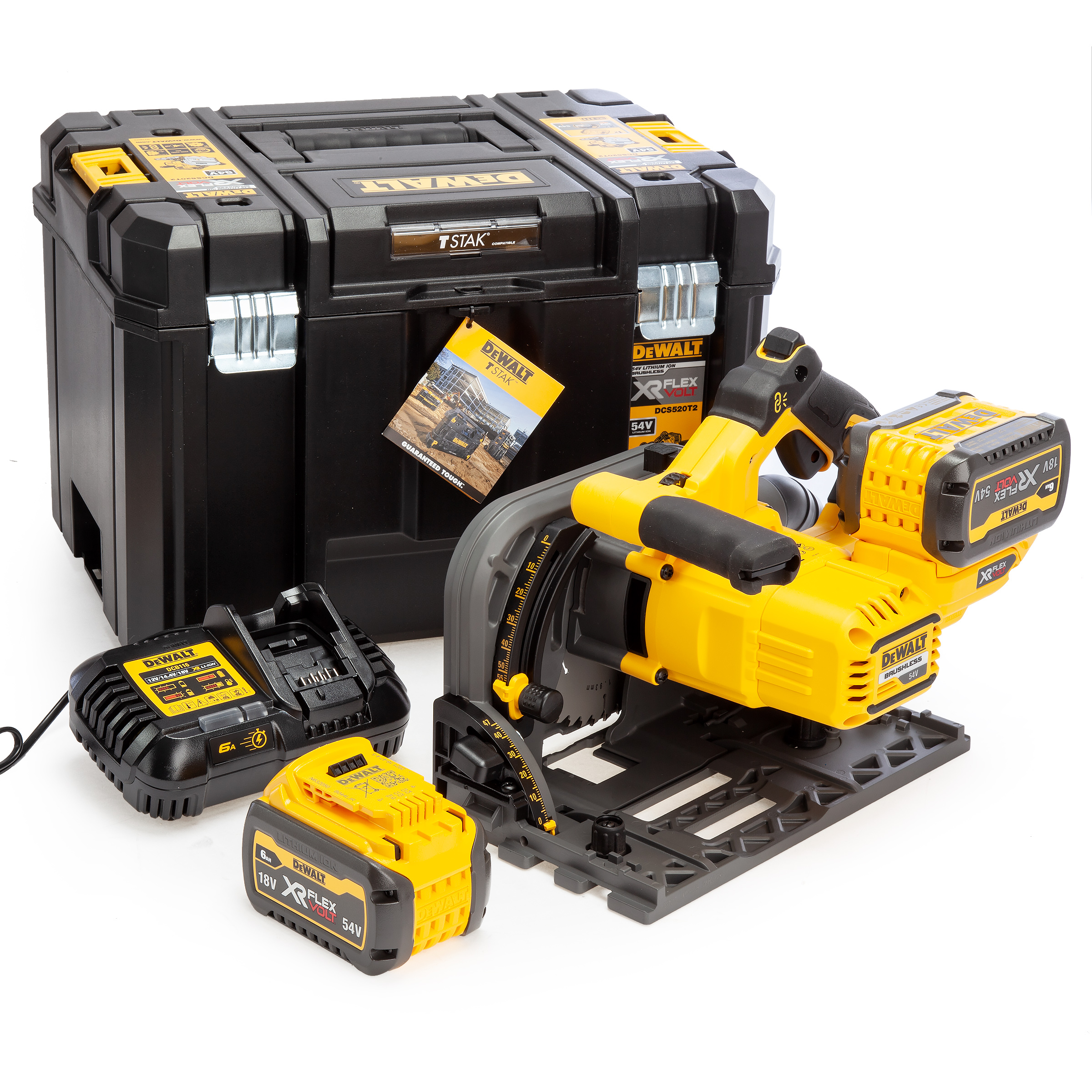 Dewalt DCS520T2 XR 54V FLEXVOLT Plunge Saw 165mm (2 x 6.0Ah Batteries)