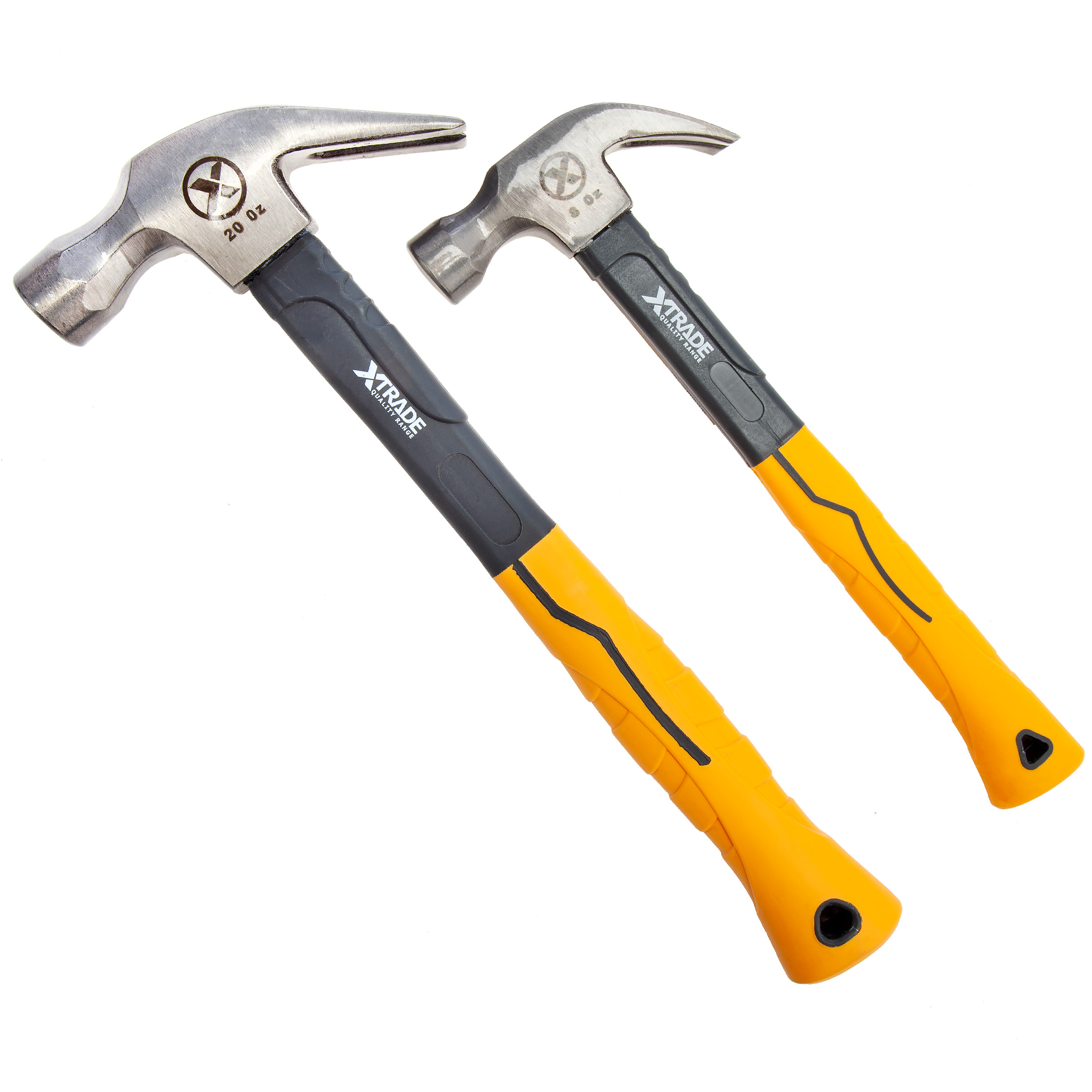 XTrade X0900088 Fibreglass Claw Hammer Set 8oz + 20oz