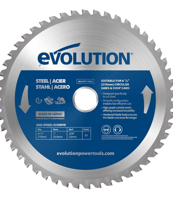 Evolution M210TCT-50CS TCT Mild Steel Cutting Circular Saw Blade 210 x 25mm x 50T