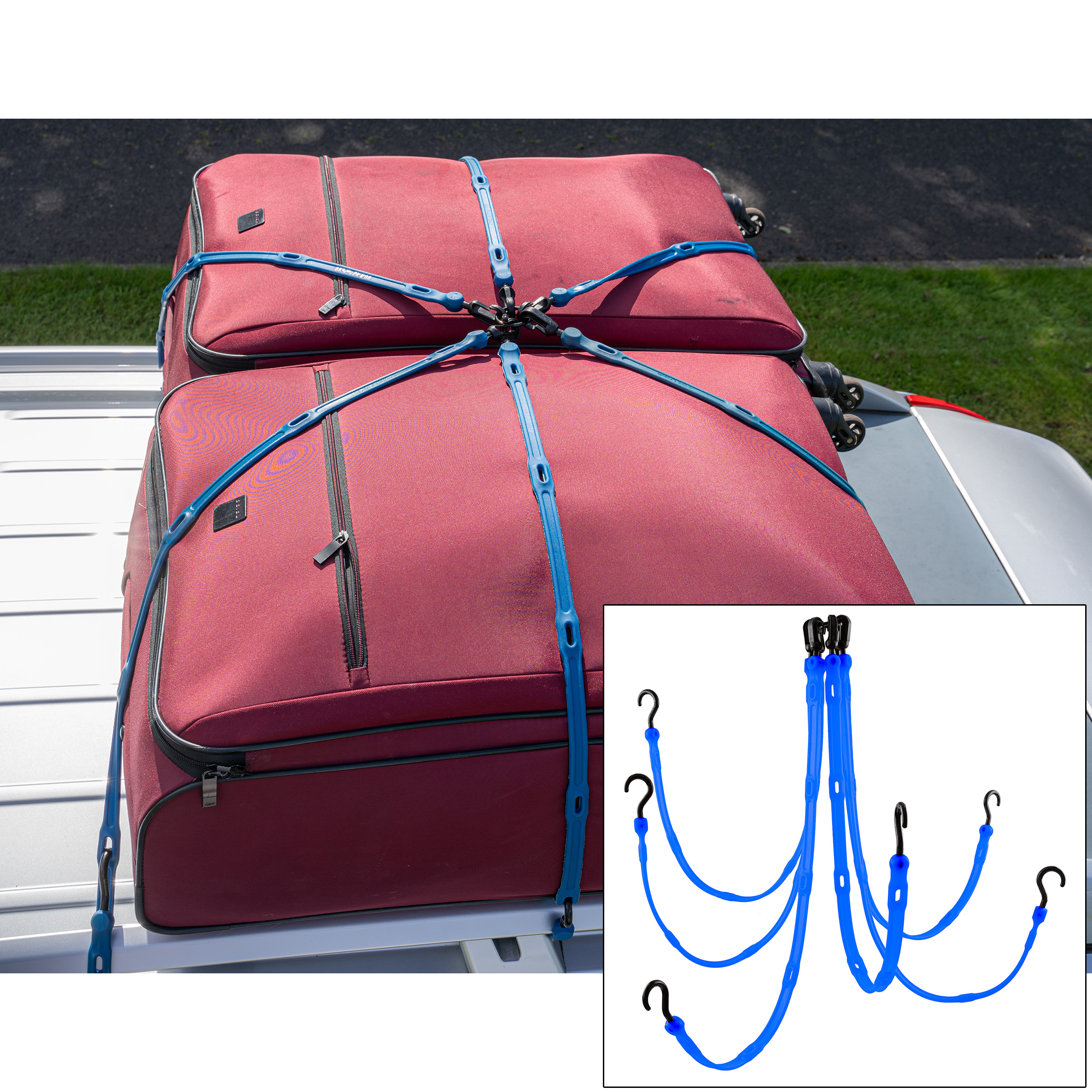 The Perfect Bungee FW36-6BL Adjustable 6-Strap Flex-Web Bungee in Blue (up to 3.65m x 3.65m)