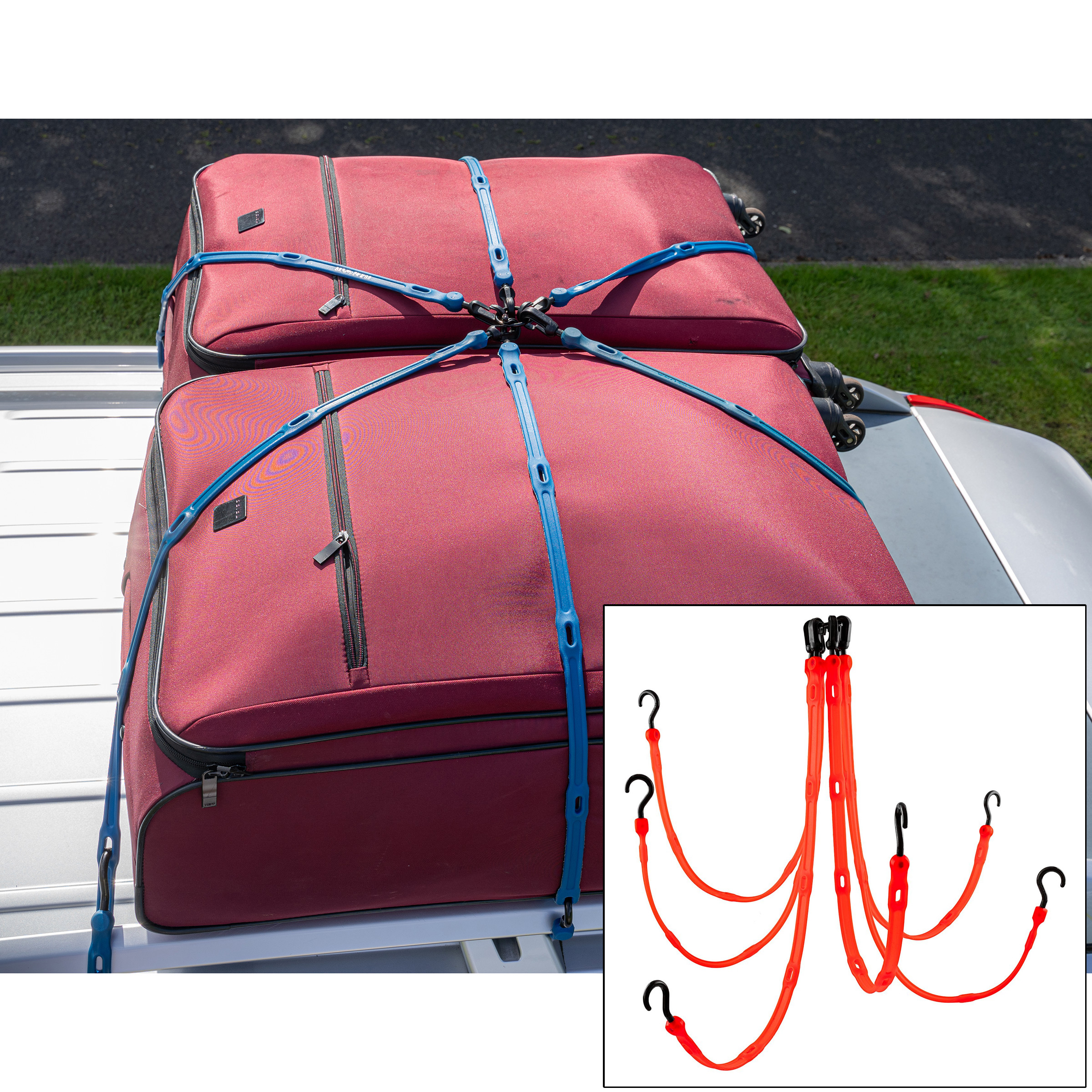 The Perfect Bungee FW36-6R Adjustable 6-Strap Flex-Web Bungee in Red (up to 3.65m x 3.65m)