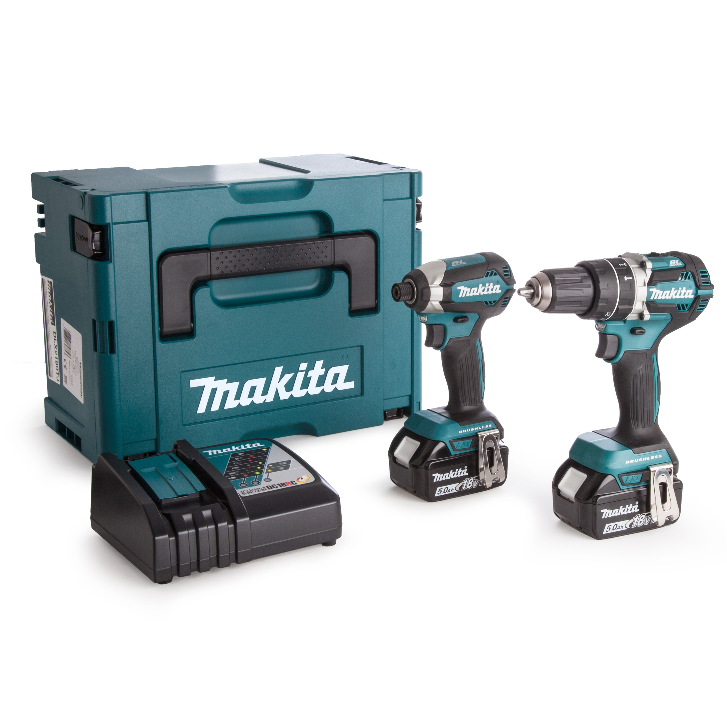 Makita DLX2180TJ LXT 18V Combi Drill & Impact Driver Twin Pack (2 x 5.0Ah Batteries)