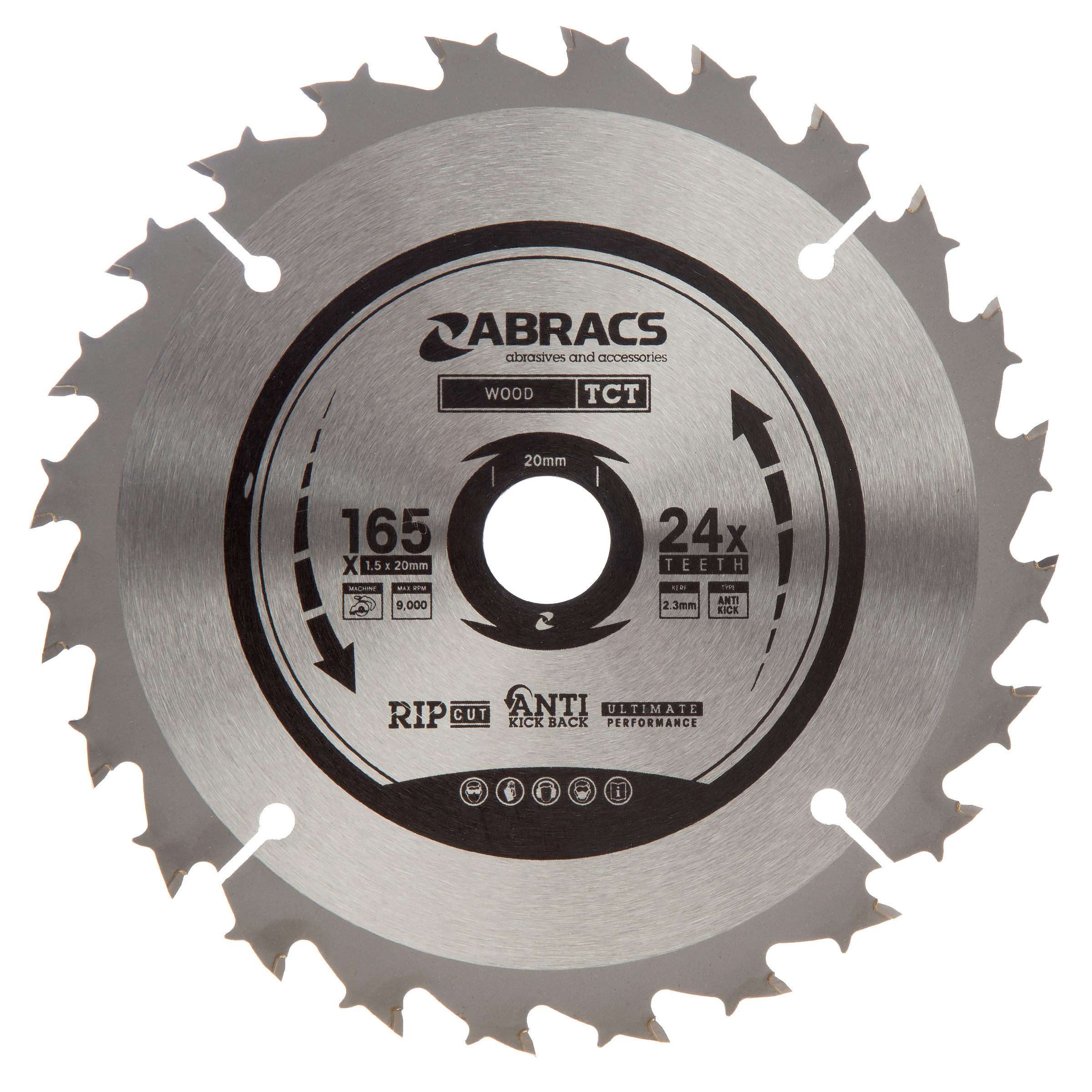 Abracs TCT16524 Expert TCT Circular Saw Blade for Wood 165 x 20mm x 24T