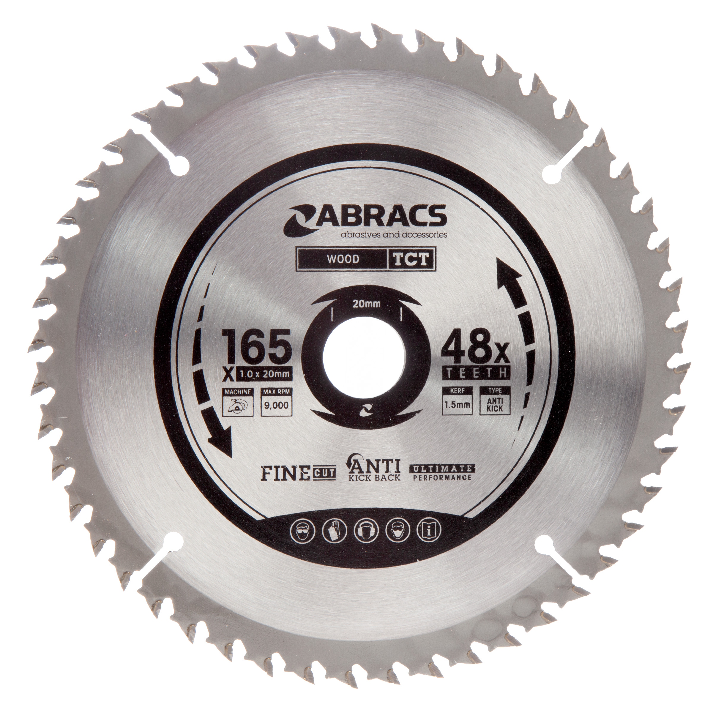 Abracs TCTC16548 Expert TCT Cordless Circular Saw Blade for Wood 165 x 20mm x 48T