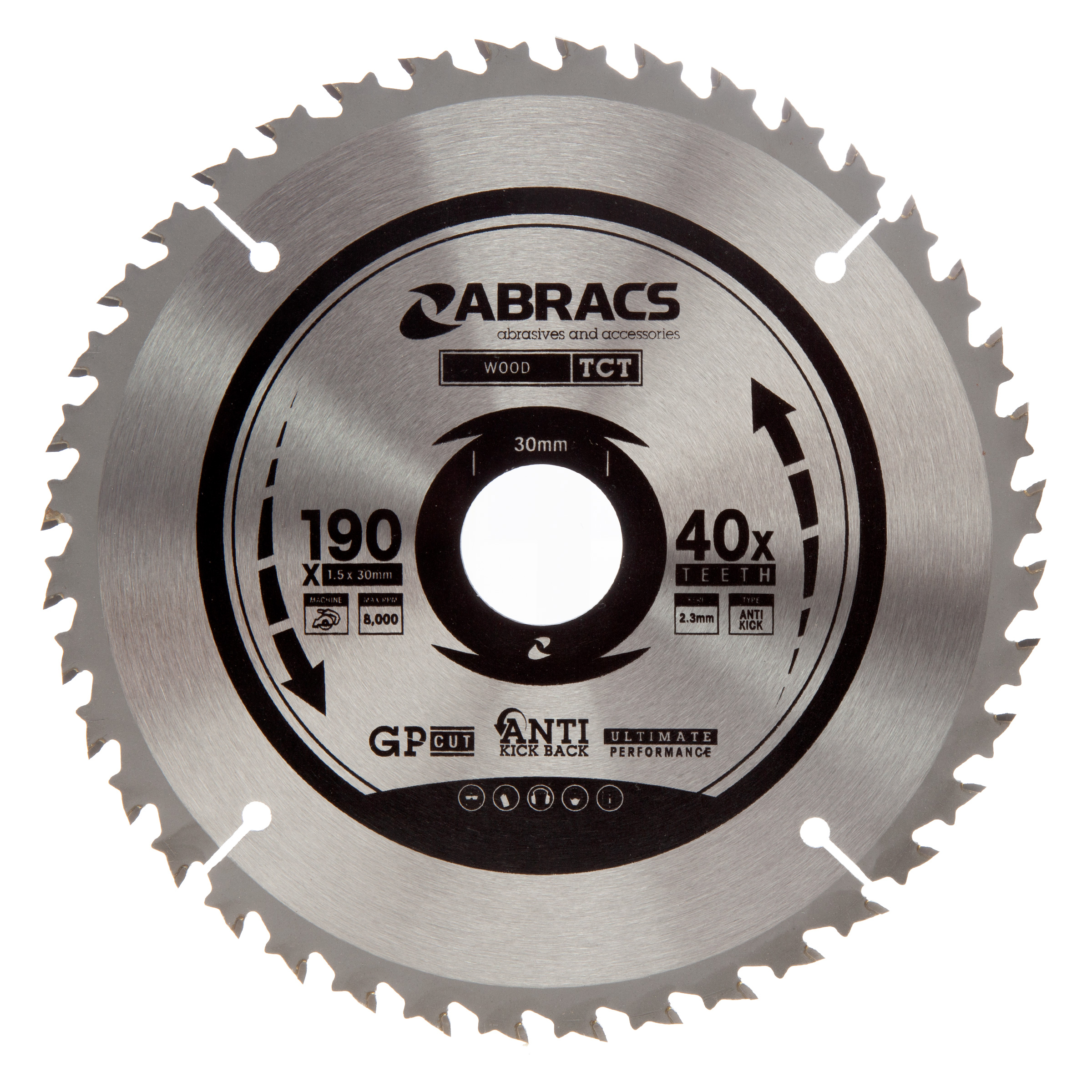 Abracs TCT19040 Expert TCT Circular Saw Blade for Wood 190 x 30mm x 40T