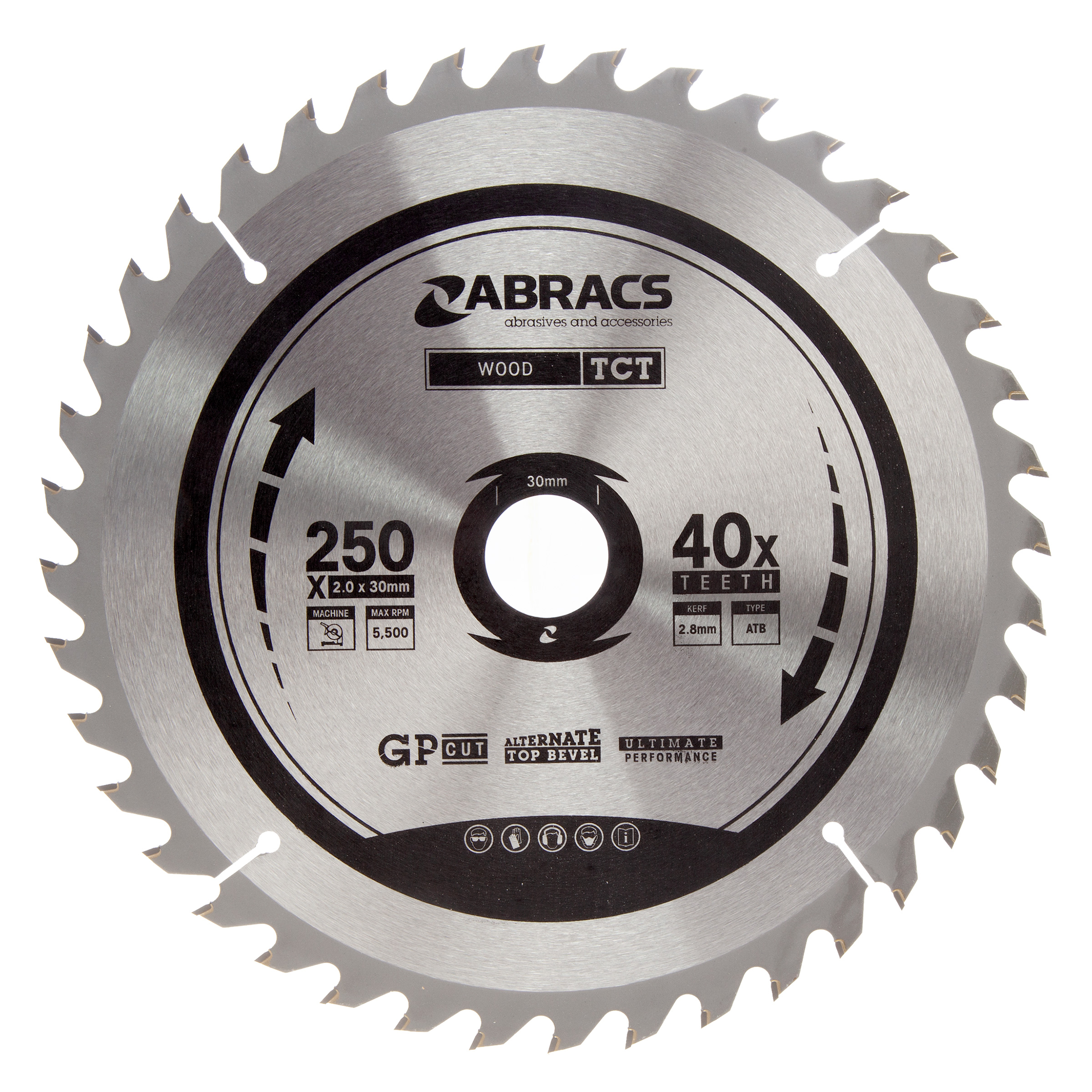 Abracs TCT25040 Expert TCT Circular Saw Blade for Wood 250 x 30mm x 40T