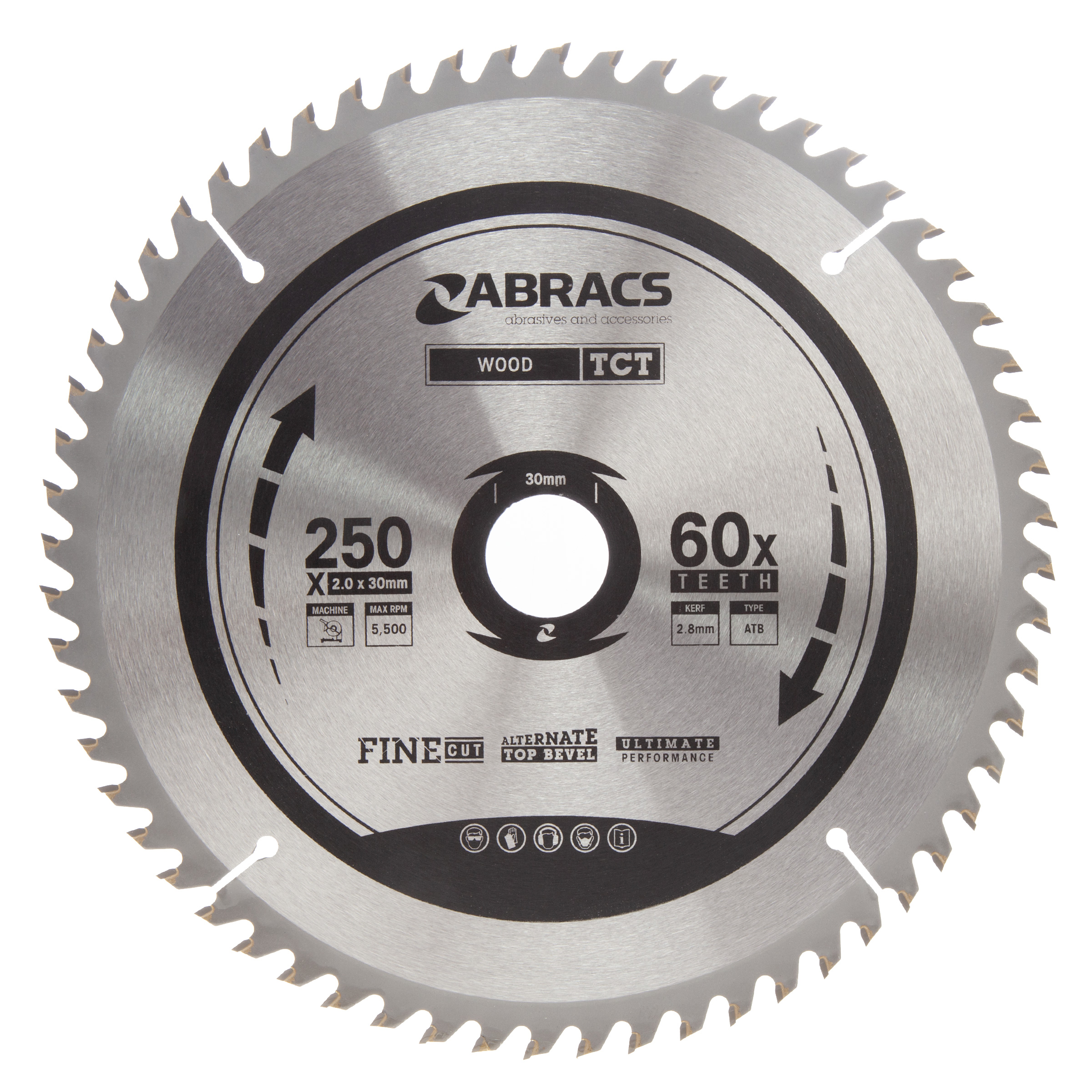Abracs TCT25060 Expert TCT Circular Saw Blade for Wood 250 x 30mm x 60T
