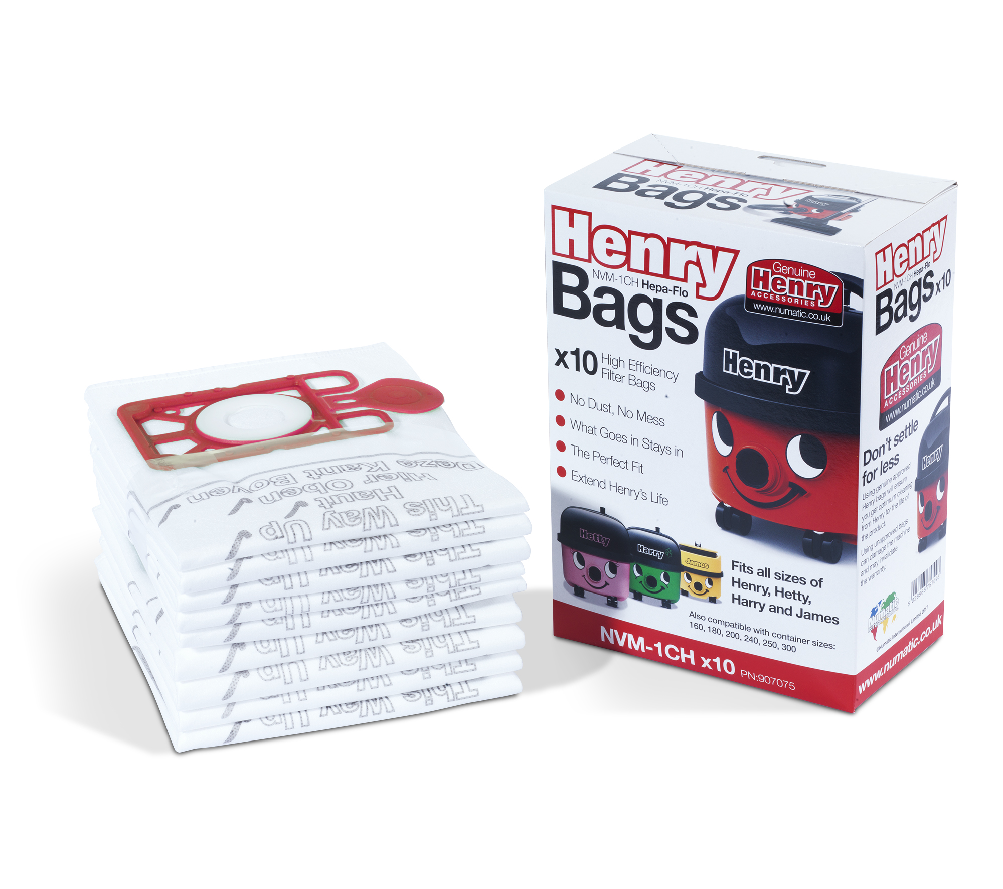 Numatic NVM-1CH 604015 HEPA-FLO High Efficiency Filter Bags (Pack of 10)