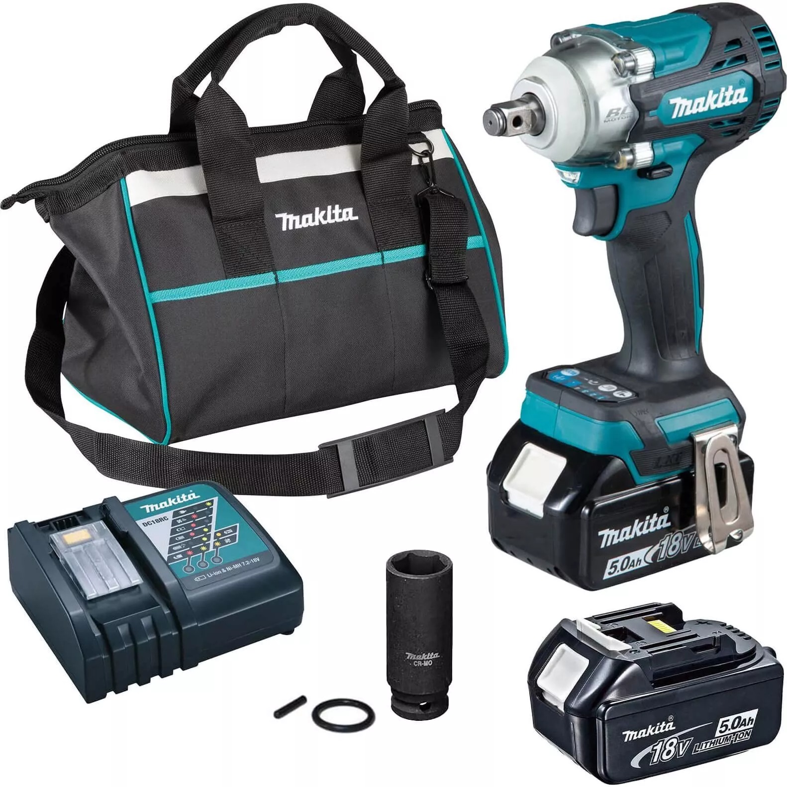 Makita DTW300 LXT 18V Impact Wrench 1/2" (2 x 5.0Ah Batteries)