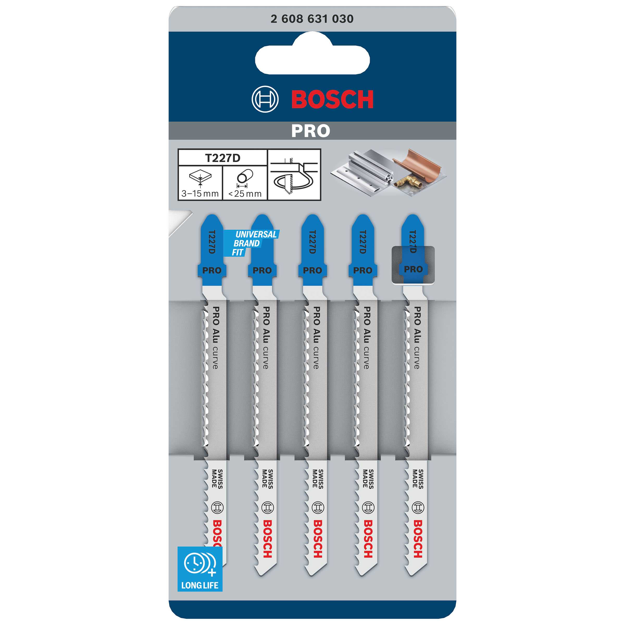 Bosch T227D PRO Curve Jigsaw Blade for Aluminium 100mm (Pack of 5)
