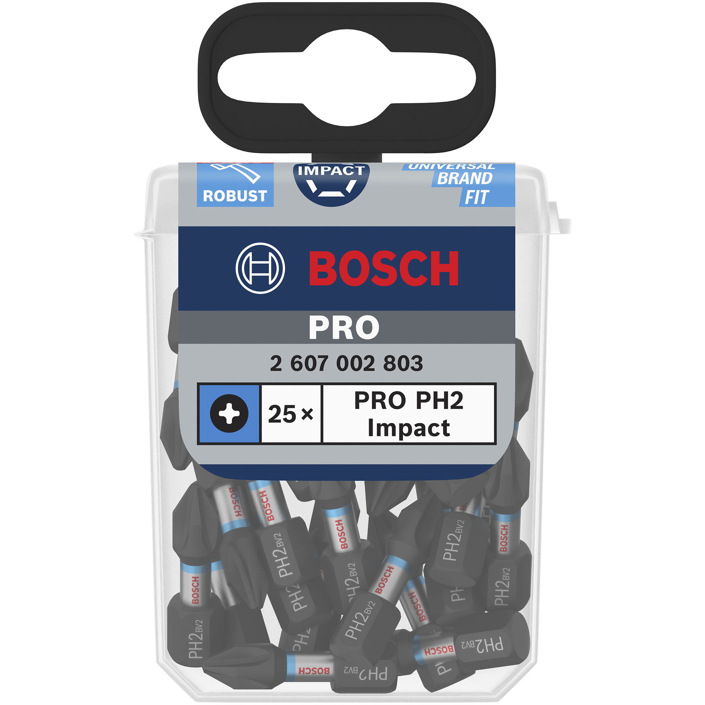Bosch 2607002803 PRO Impact Screwdriver Bit PH2 x 25mm (Pack of 25)