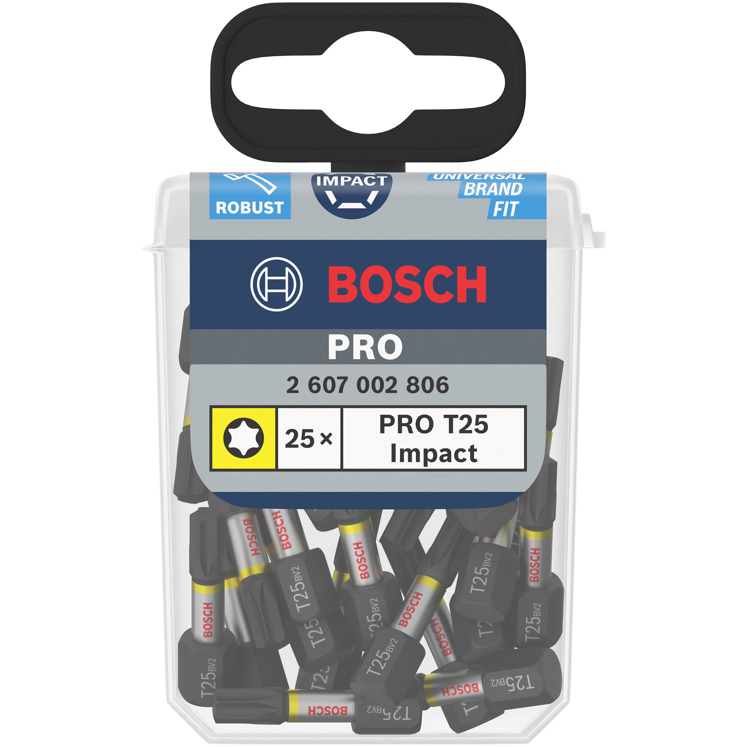 Bosch 2607002806 PRO Impact Screwdriver Bit T25 x 25mm (Pack of 25)