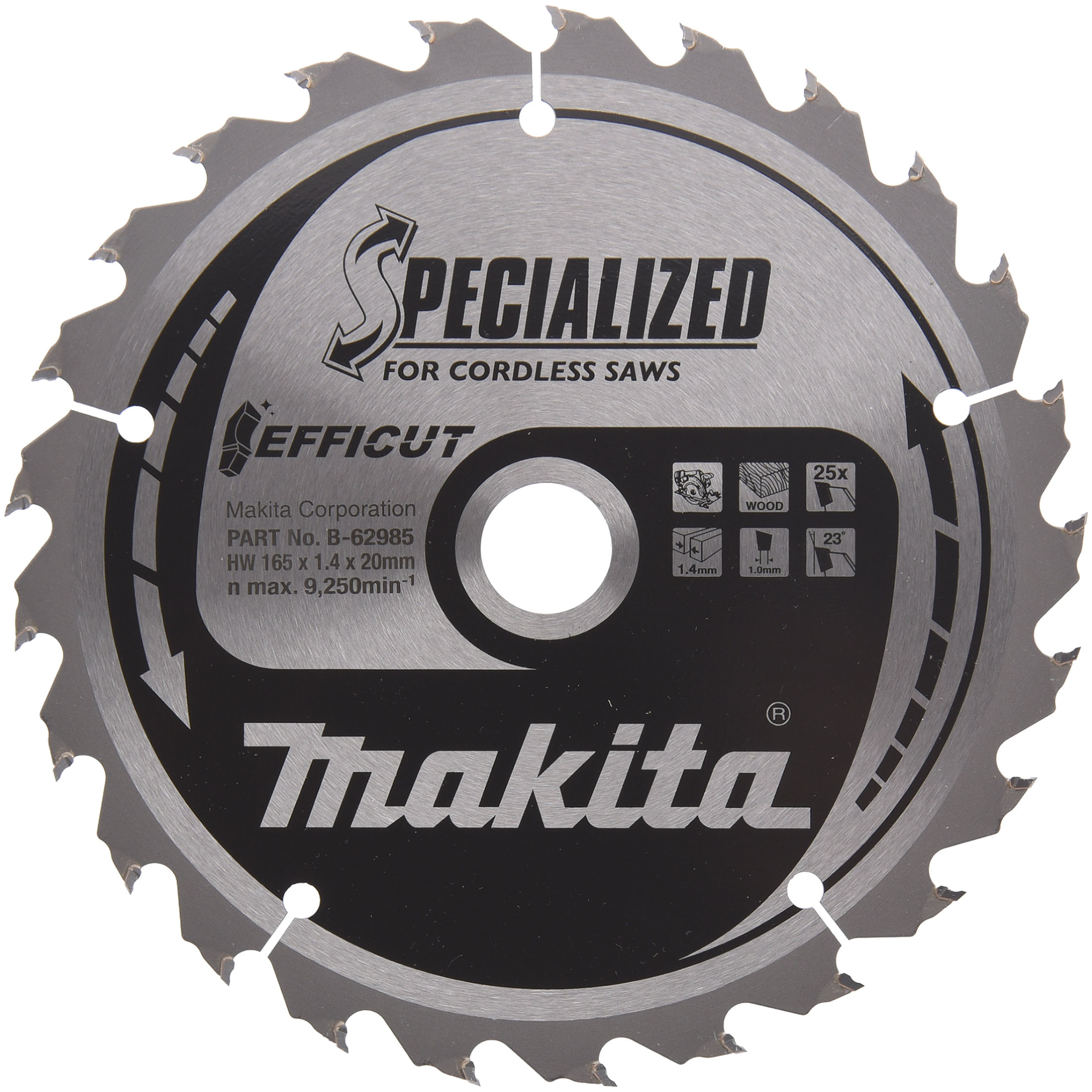 Makita B-62985 Efficut Circular Saw Blade for Wood 165 x 20mm x 25T