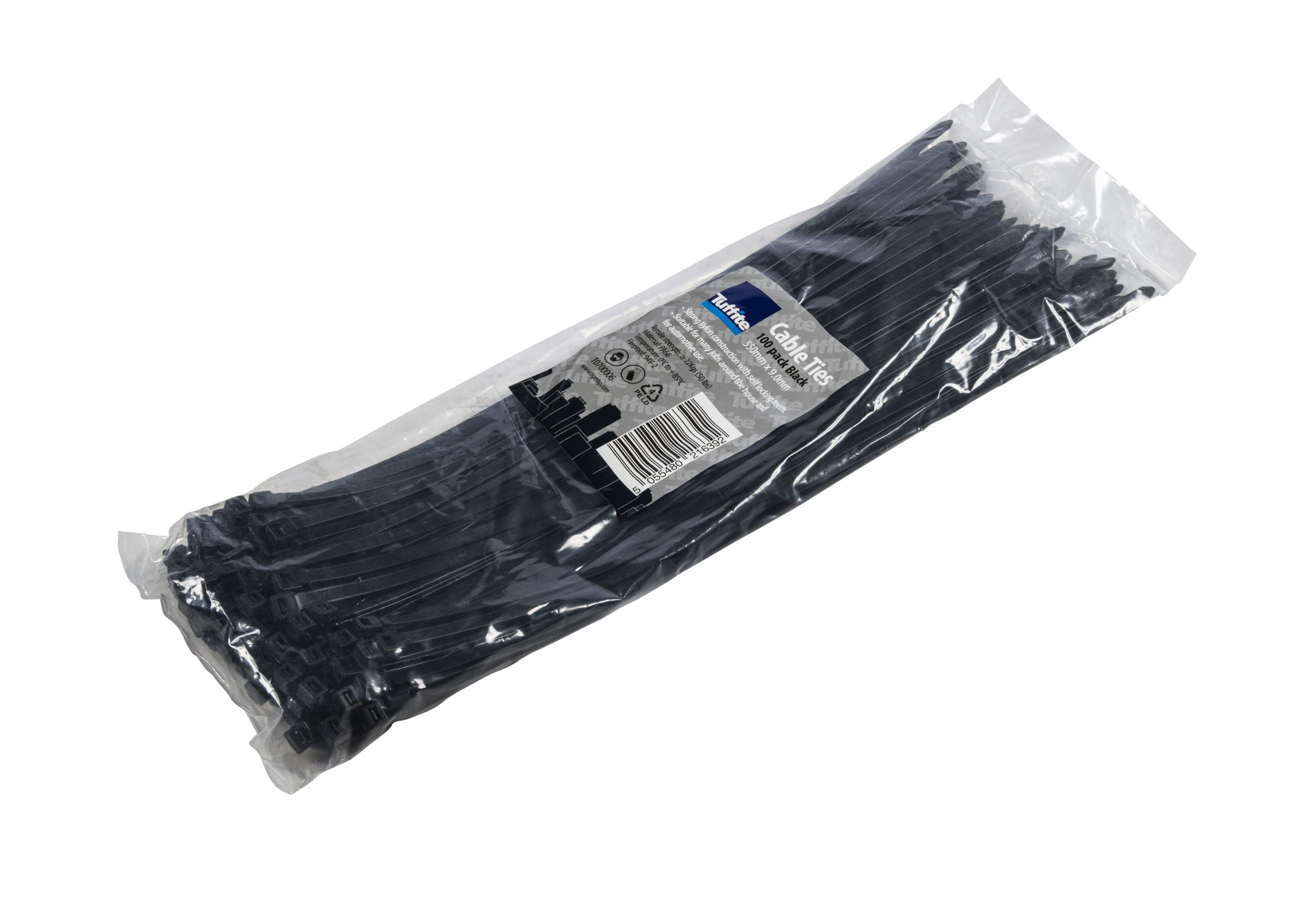 XTrade T0700006 Black Cable Ties 550MM x 9.0MM (100 Pack)