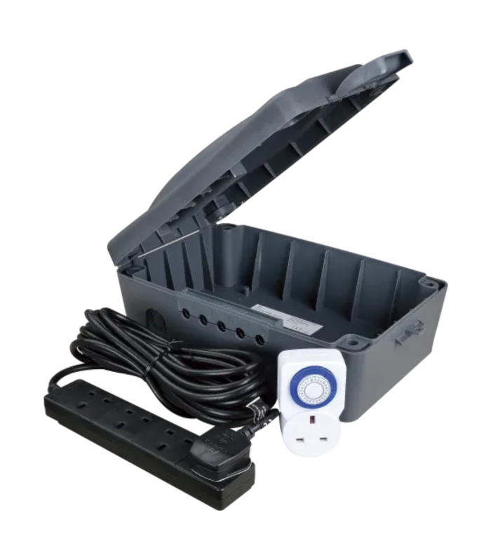 Masterplug Weatherproof Box with 4 Socket 8m Extension & Timer