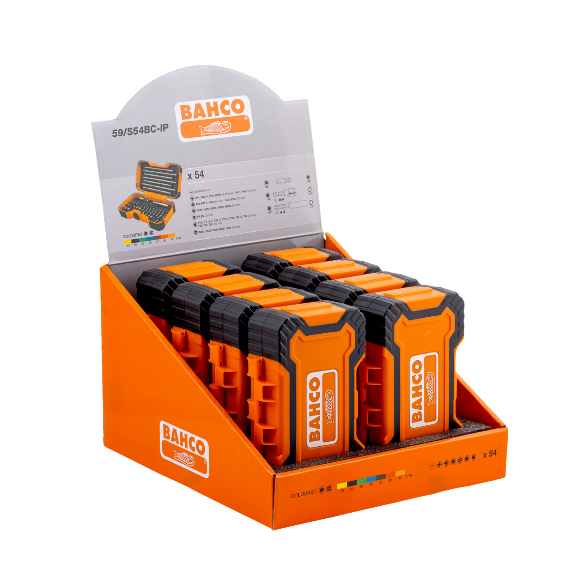 Bahco 59/S54BC-IP Bit Set 1/4" Drive (54 Piece) - 8 Pack Carton Display
