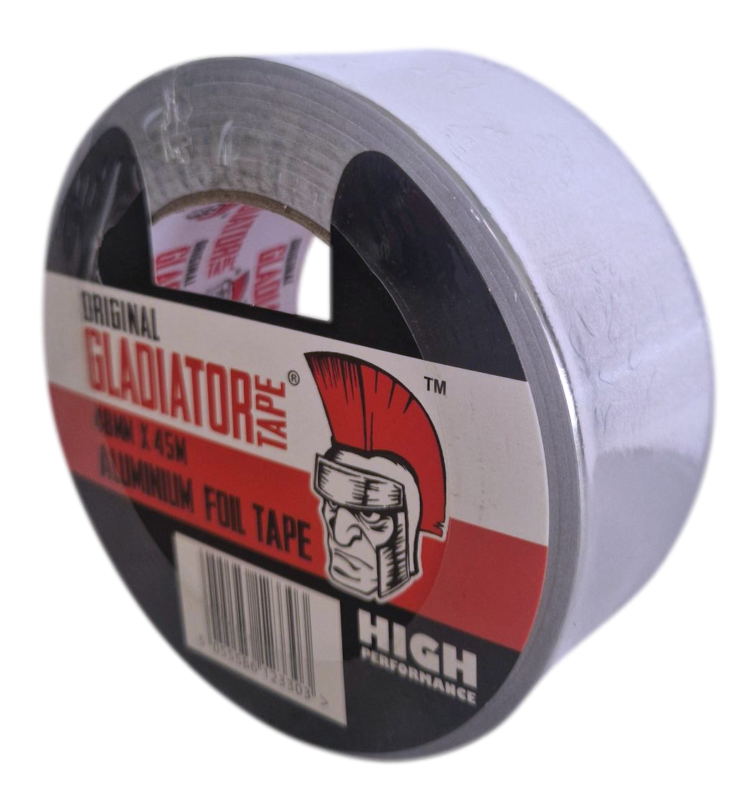 Gladiator Aluminium Foil Tape with Liner 48mm x 45m (Silver) - Box of 24