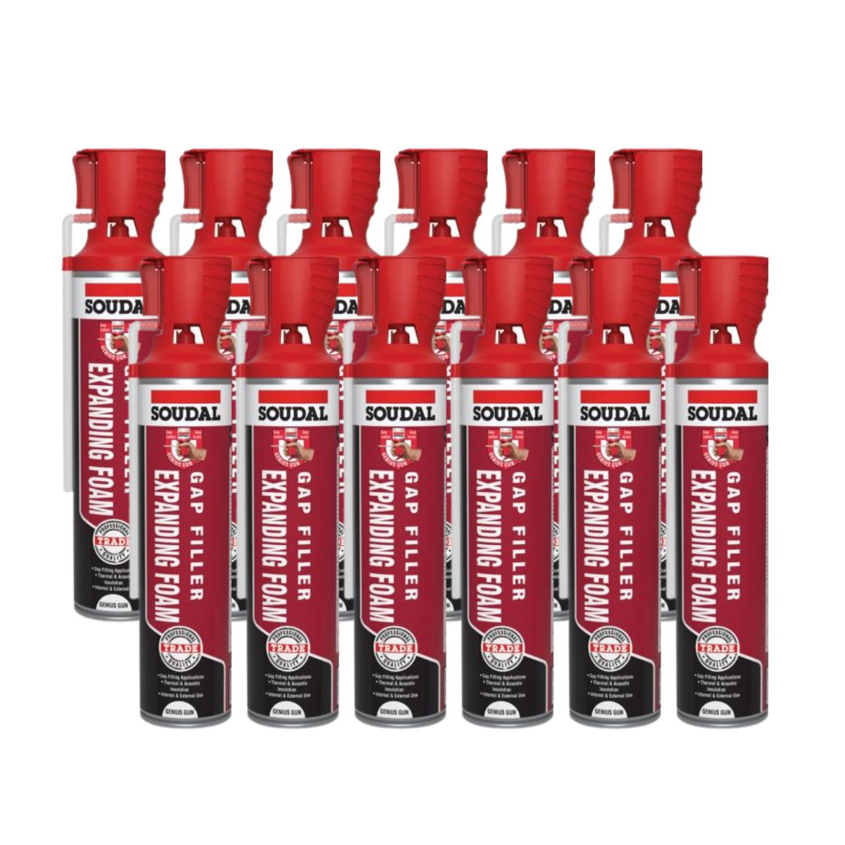 Soudal Trade Gap Filler Expanding Foam Genius Gun 600ml - Pack of 12