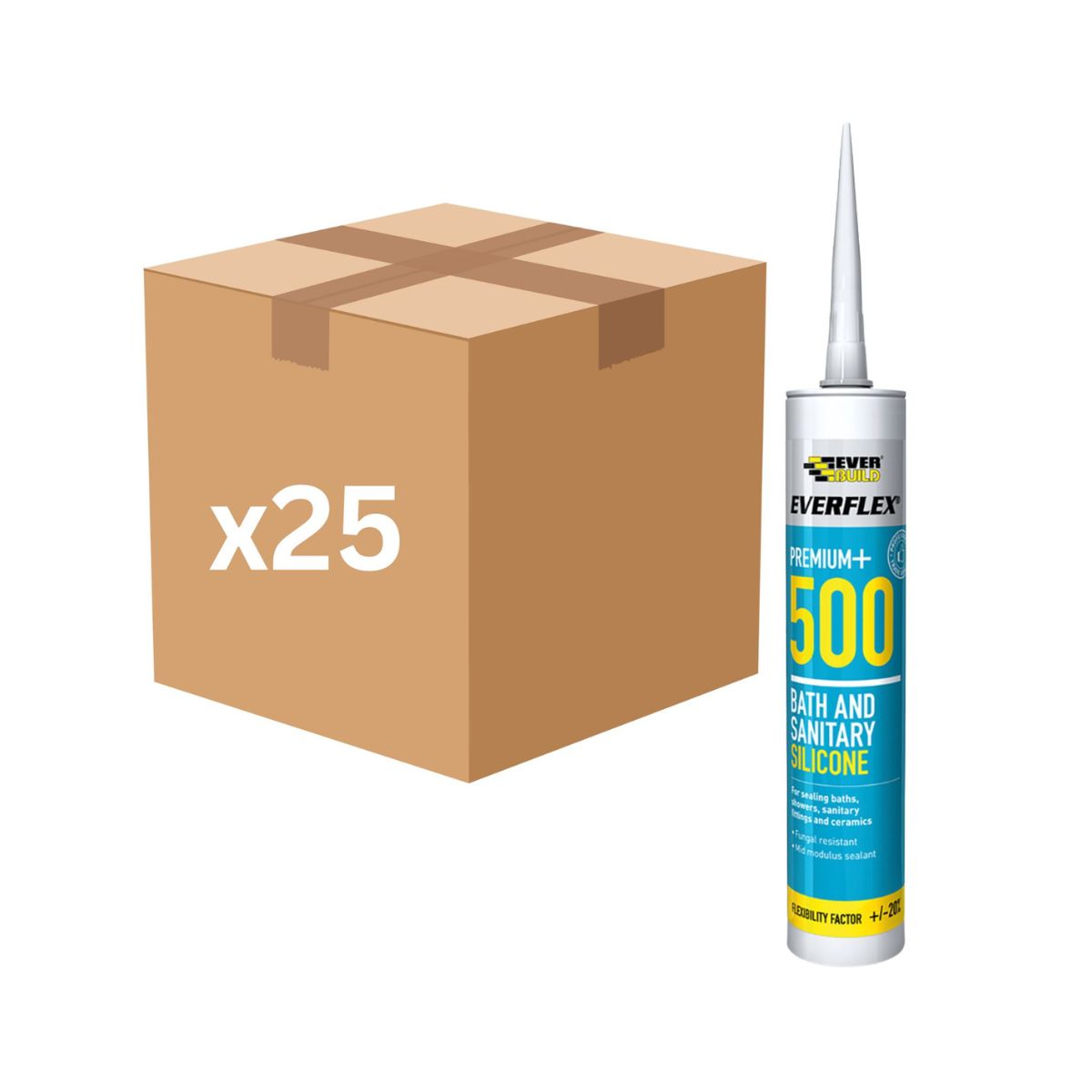 Everbuild Everflex 500 Bath & Sanitary Silicone 295ml (Clear) - Box of 25