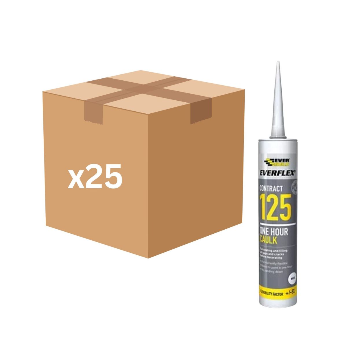 Everbuild Everflex 125 One Hour Caulk 300ml (White) - Box of 25