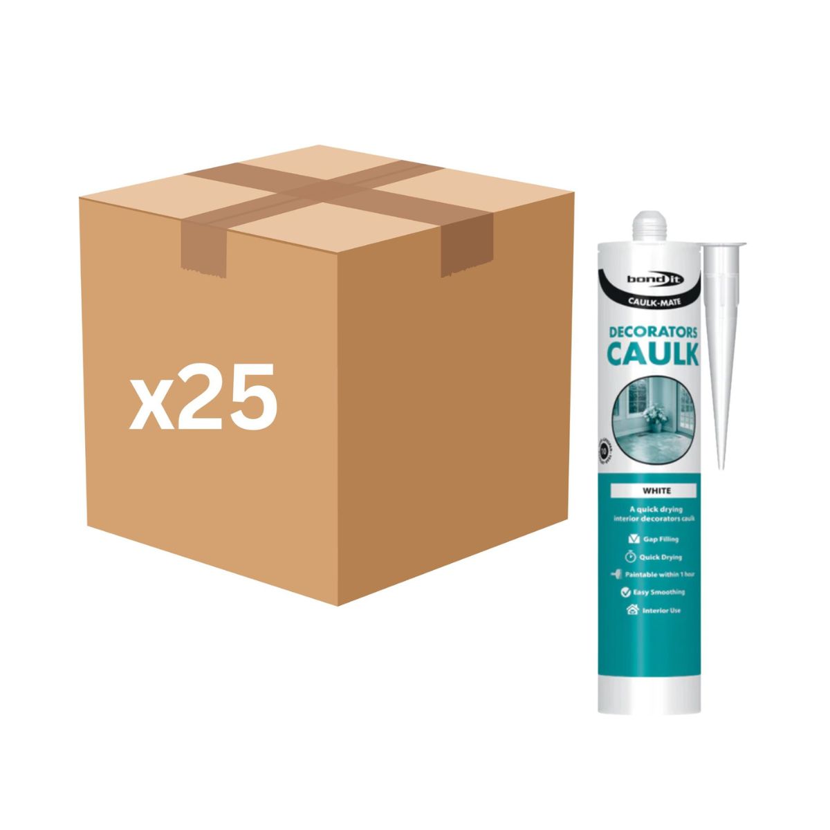 Bond It Caulk-Mate One Hour Interior Decorators Caulk 285ml (White) - Box of 25