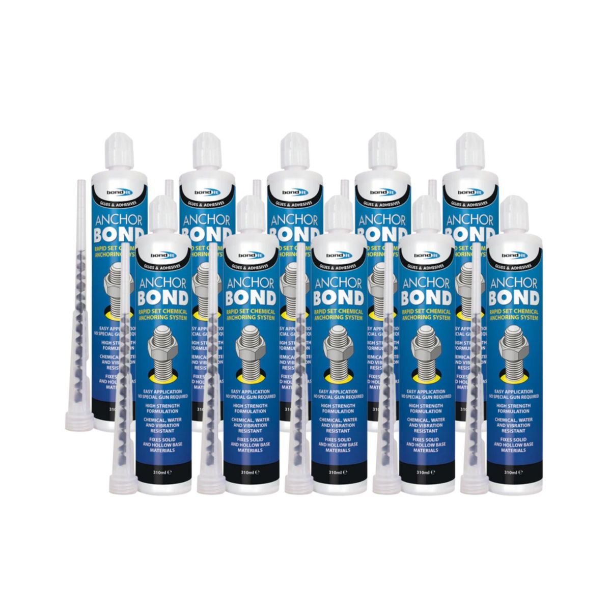 Bond It ANCHOR BOND Resin Mortar Anchoring System 310ml (Grey) - Box of 10