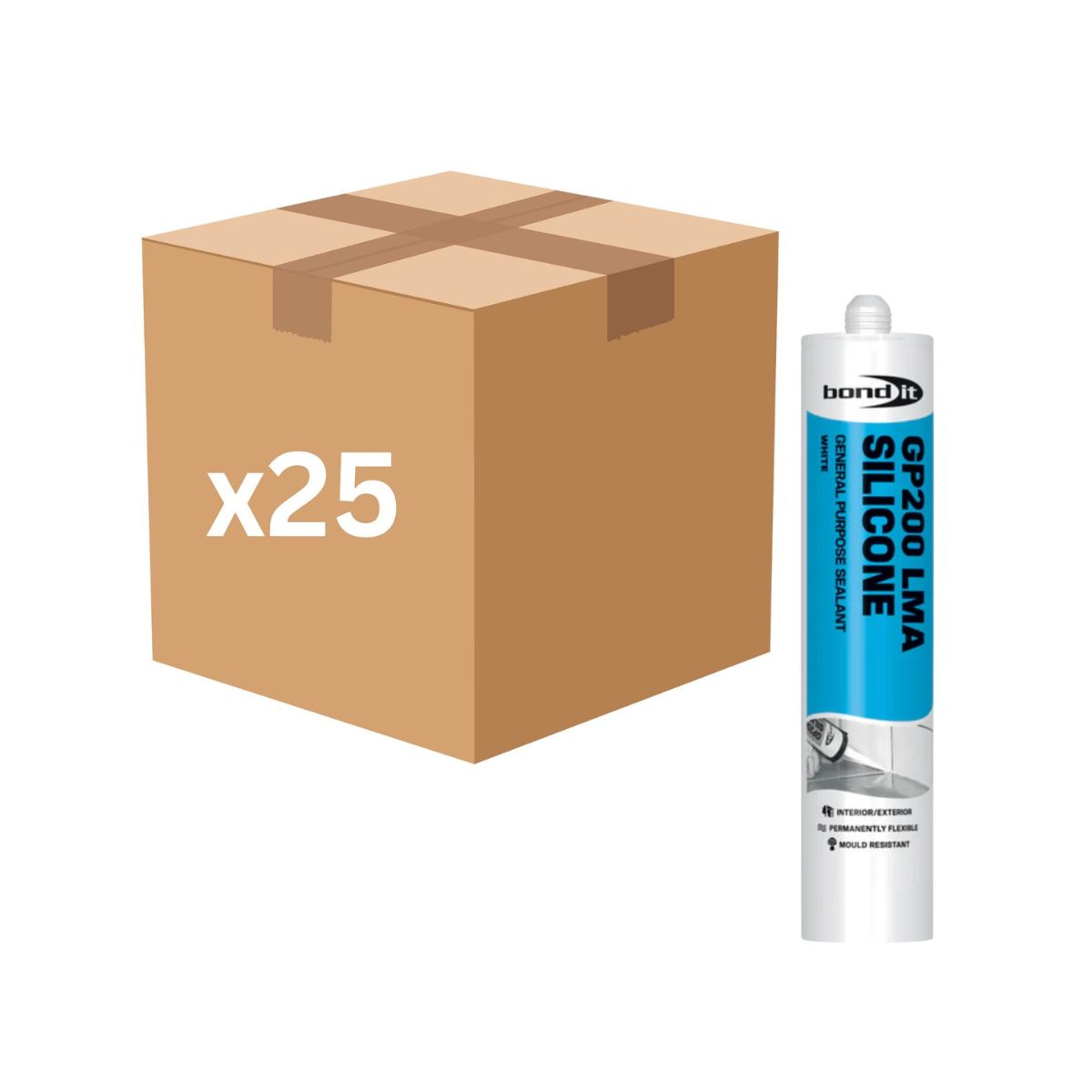 Bond It GP200 General Purpose Silicone Sealant 275ml (White) - Box of 25
