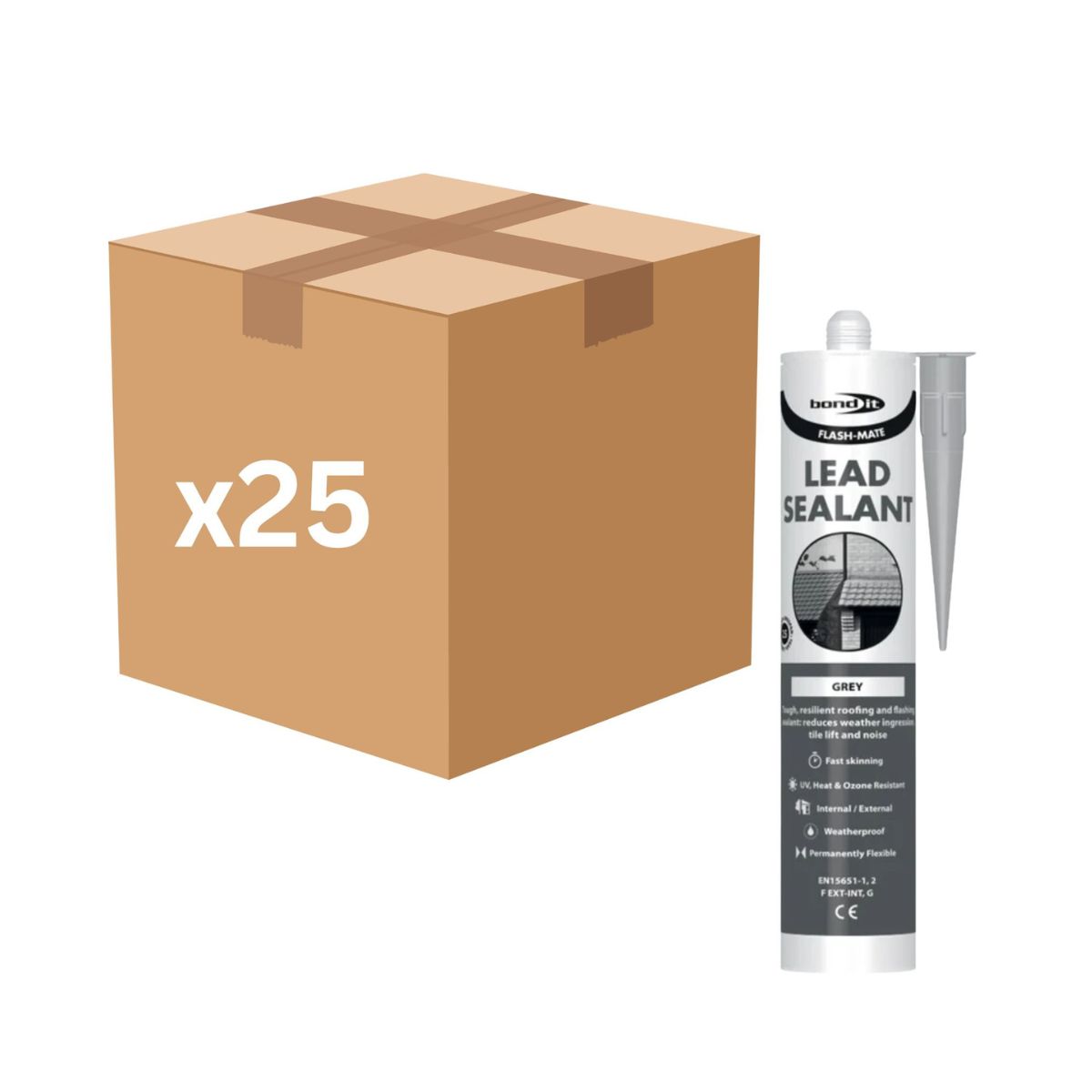 Bond It FLASH-MATE Low Modulus Lead Silicone 285ml (Grey) - Box of 25