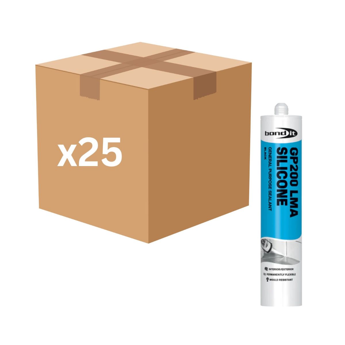 Bond It GP200 General Purpose Silicone Sealant 275ml (Black) - Box of 25