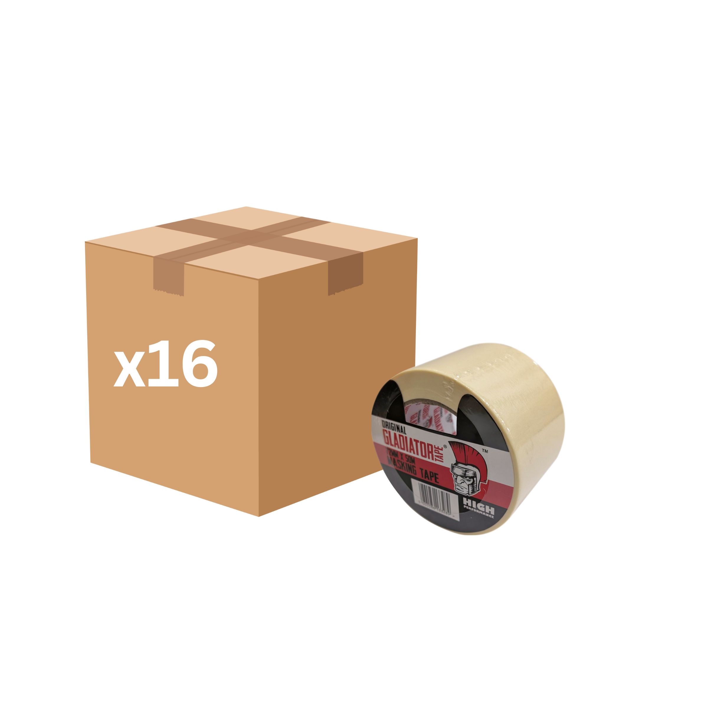 Gladiator General Purpose Masking Tape 72mm x 50m (Natural) - Box of 16