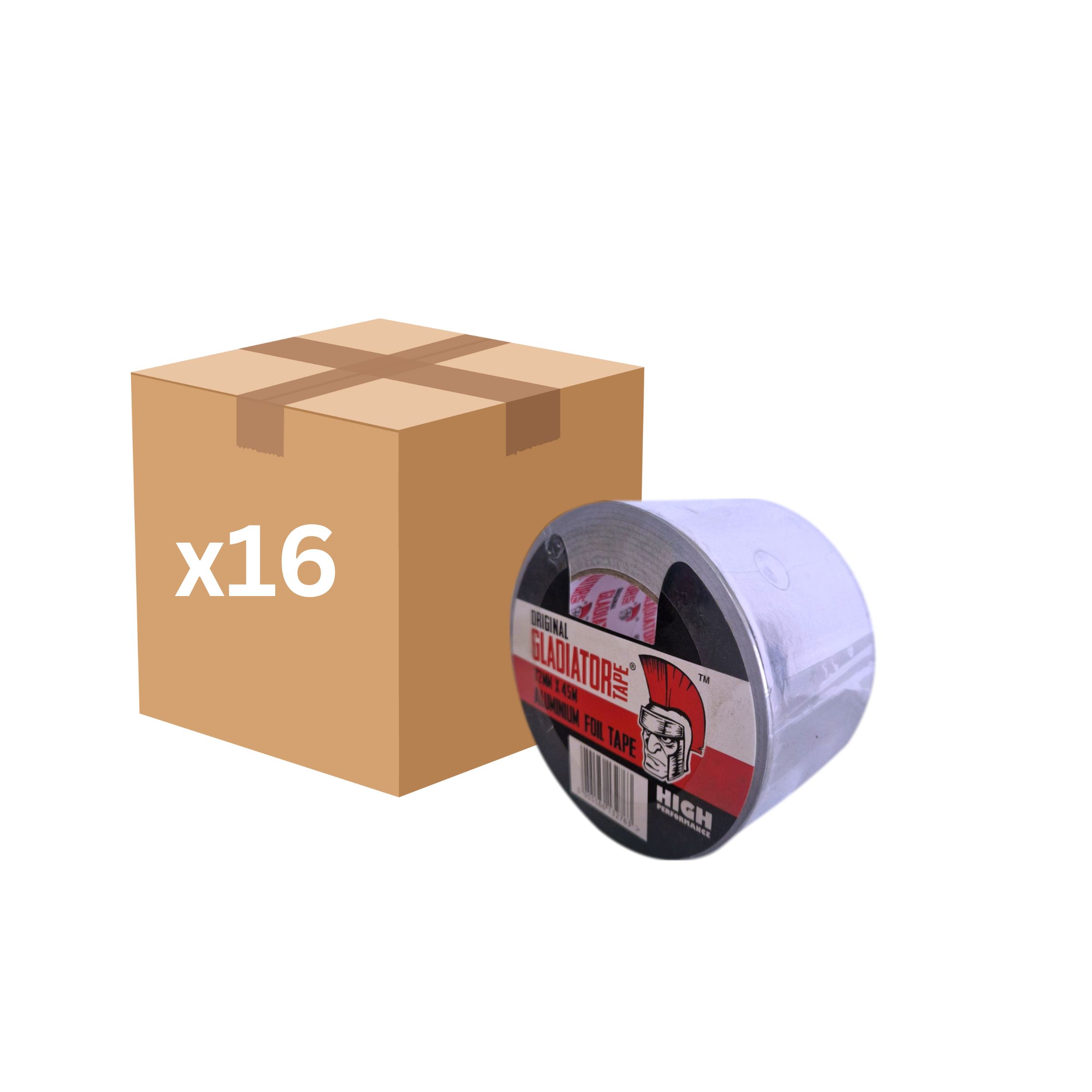 Gladiator Aluminium Foil Tape with Liner 72mm x 45m (Silver) - Box of 16
