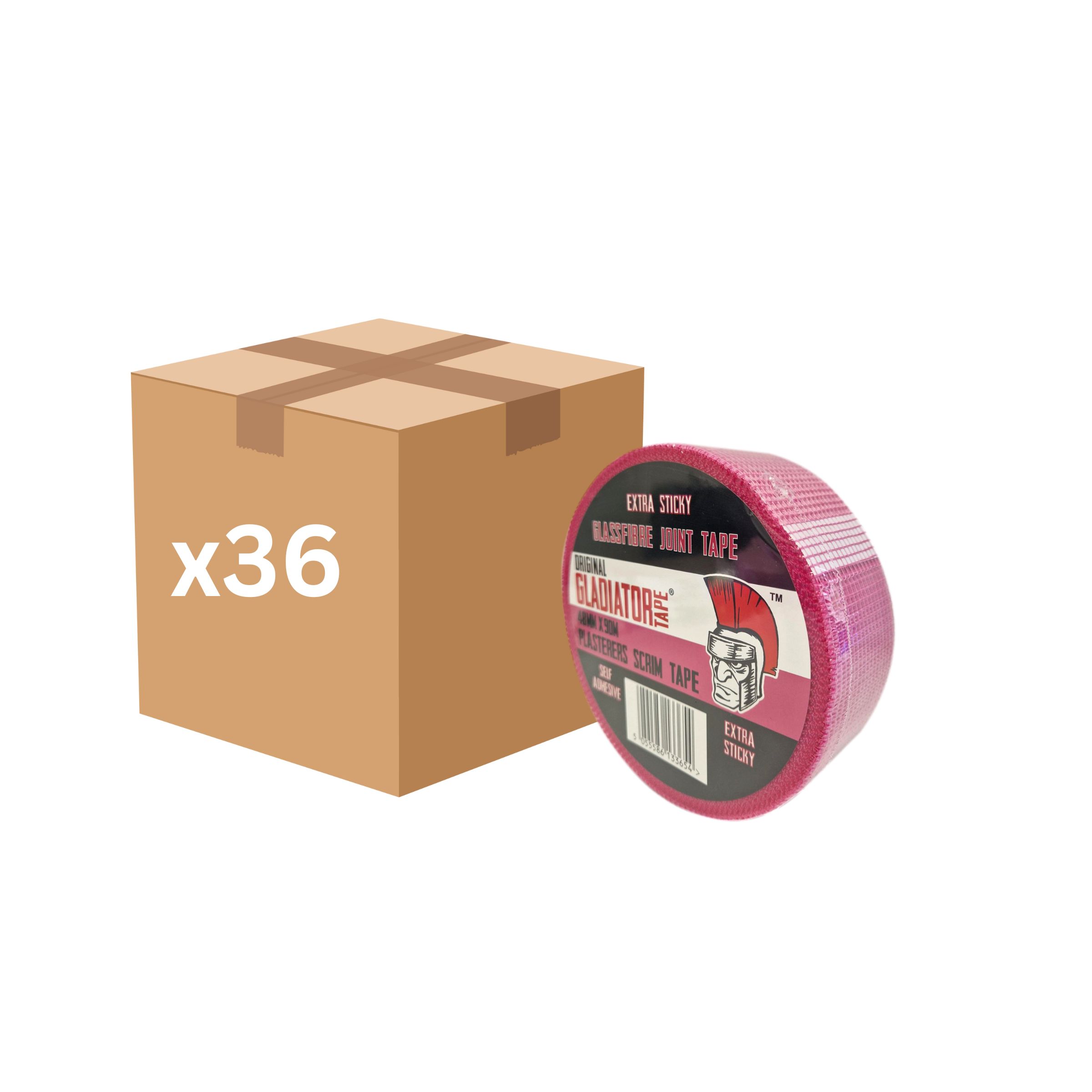 Gladiator Plasterers Joint Scrim Tape 48mm x 90m (Pink) - Box of 36