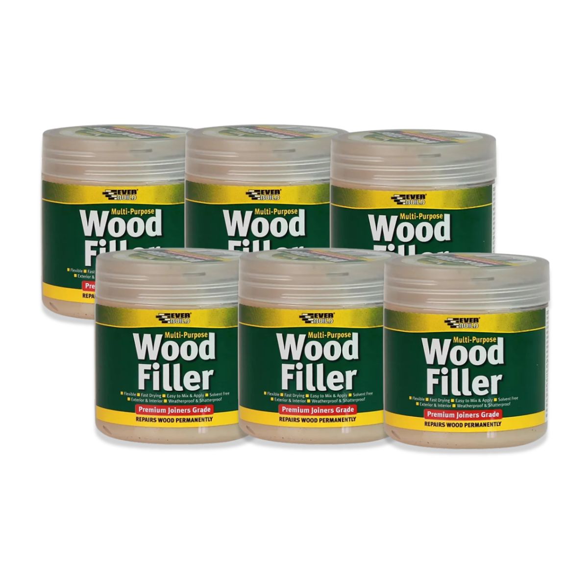 Everbuild Multi-Purpose Wood Filler 250ml (Teak) - 6 Pack