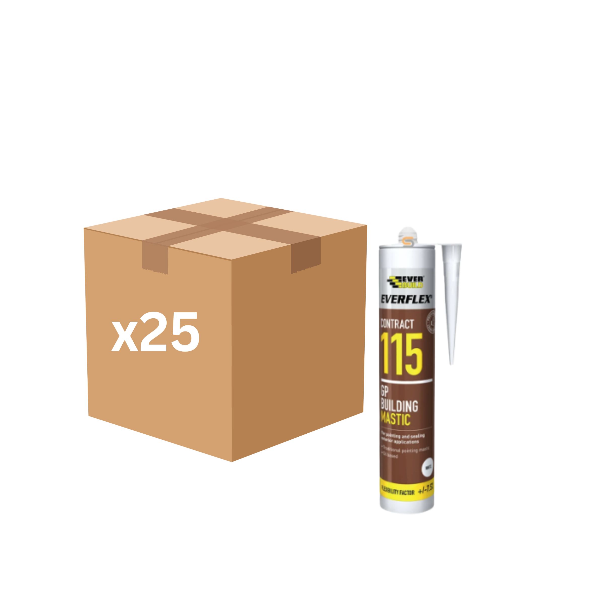 Everbuild Everflex 115 GP Mastic 285ml (Brown) - Box of 25