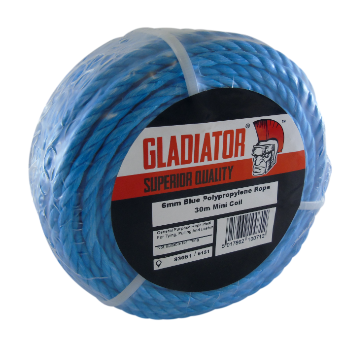 Gladiator Polypropylene Mini Coil 6mm x 30m (Blue) - Single Roll
