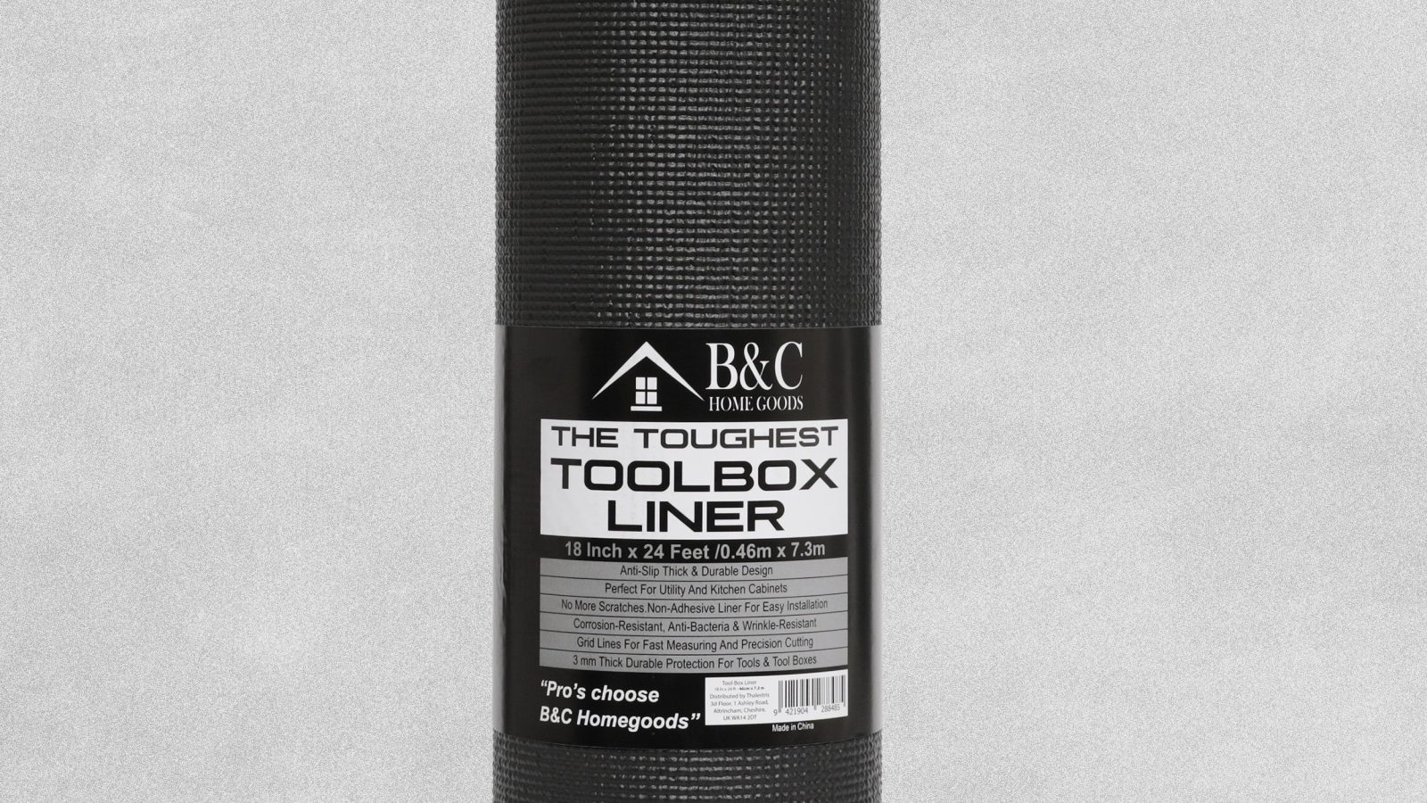 B&C Home Goods Toolbox Liner 18″ x 24′  – Black Roll